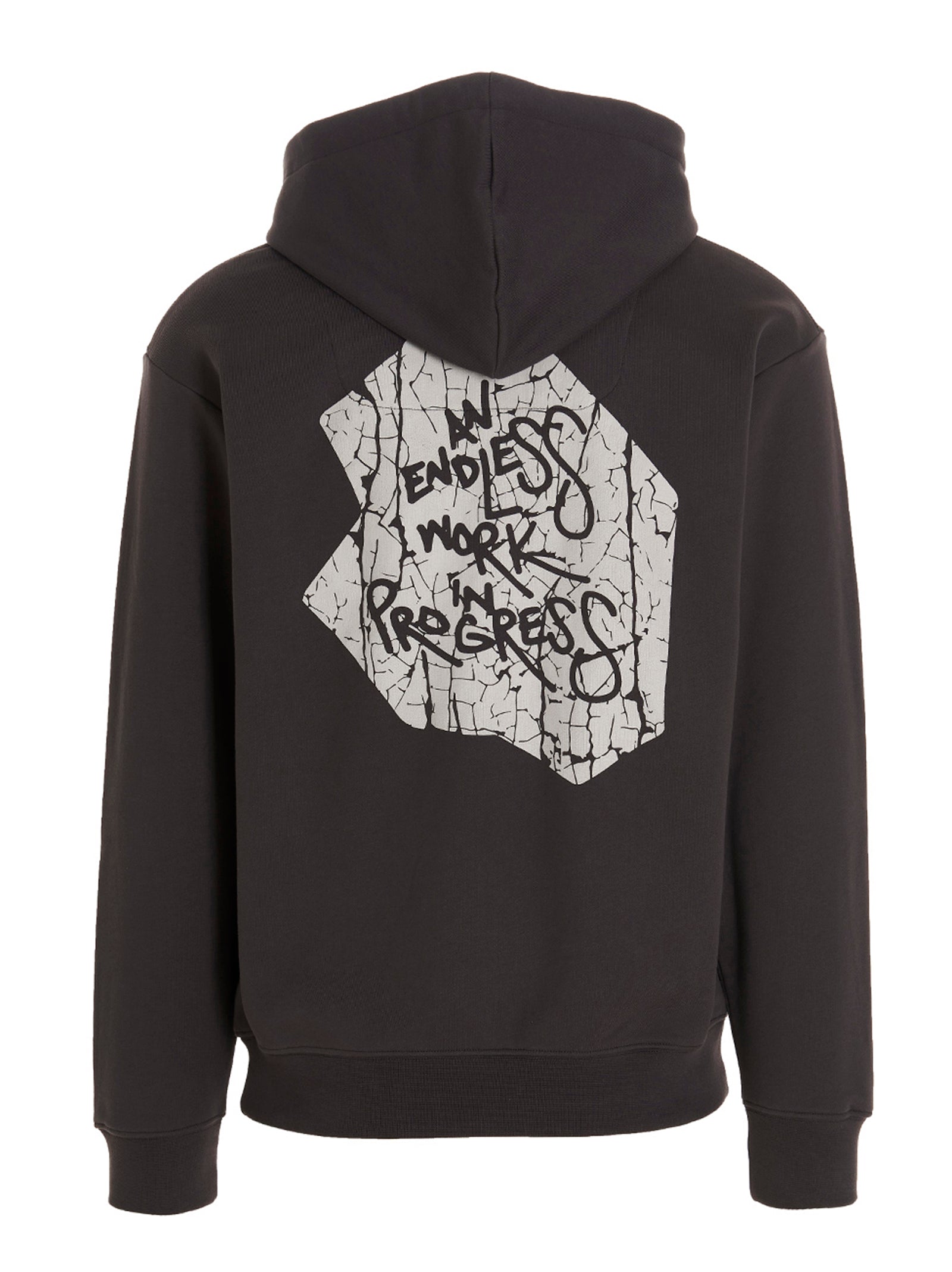 Sweatshirt Hoodie by Objects IV Life for men in cotton gray & print features a slouchy chic silhouette, detailed with a slouchy chic and a signature hooded neckline for an elevated aesthetic.
