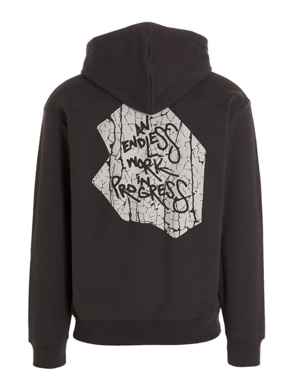 Sweatshirt Hoodie by Objects IV Life for men in cotton gray & print features a slouchy chic silhouette, detailed with a slouchy chic and a signature hooded neckline for an elevated aesthetic.