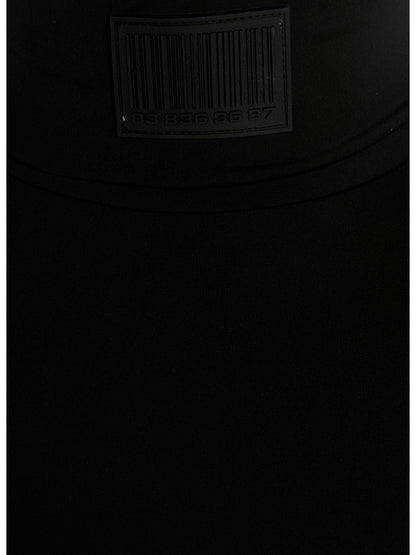 Cardigan by VTMNTS for men in stretch polyamide black & signature features a dramatic silhouette, showcasing a sophisticated and dramatic detail for a timeless, premium look.
