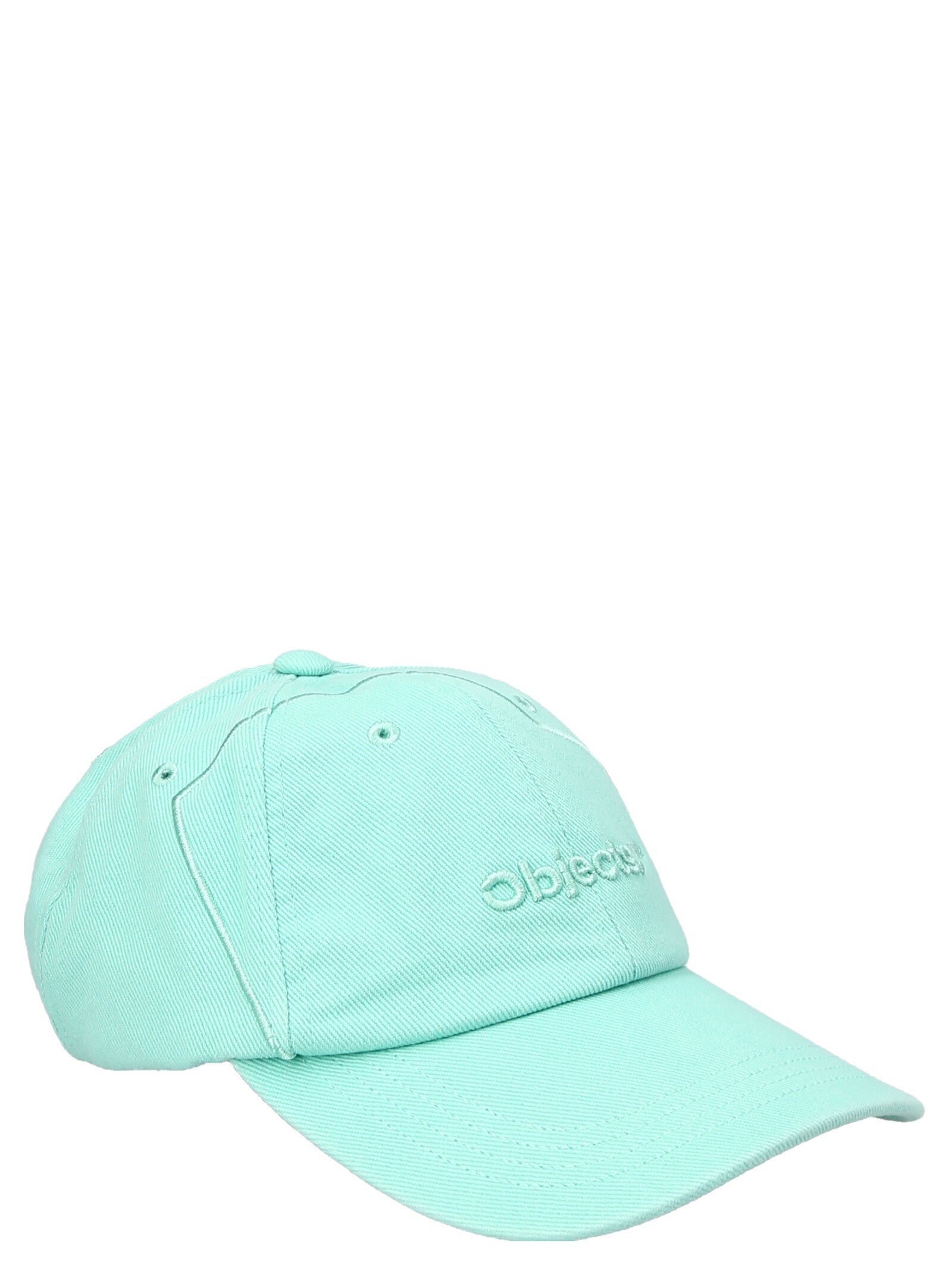 Baseball Cap by Objects IV Life for men in cotton bicolour & green features a distinguished silhouette, artfully capturing the essence of the distinguished Cotton Baseball Cap design with a sophisticated style.