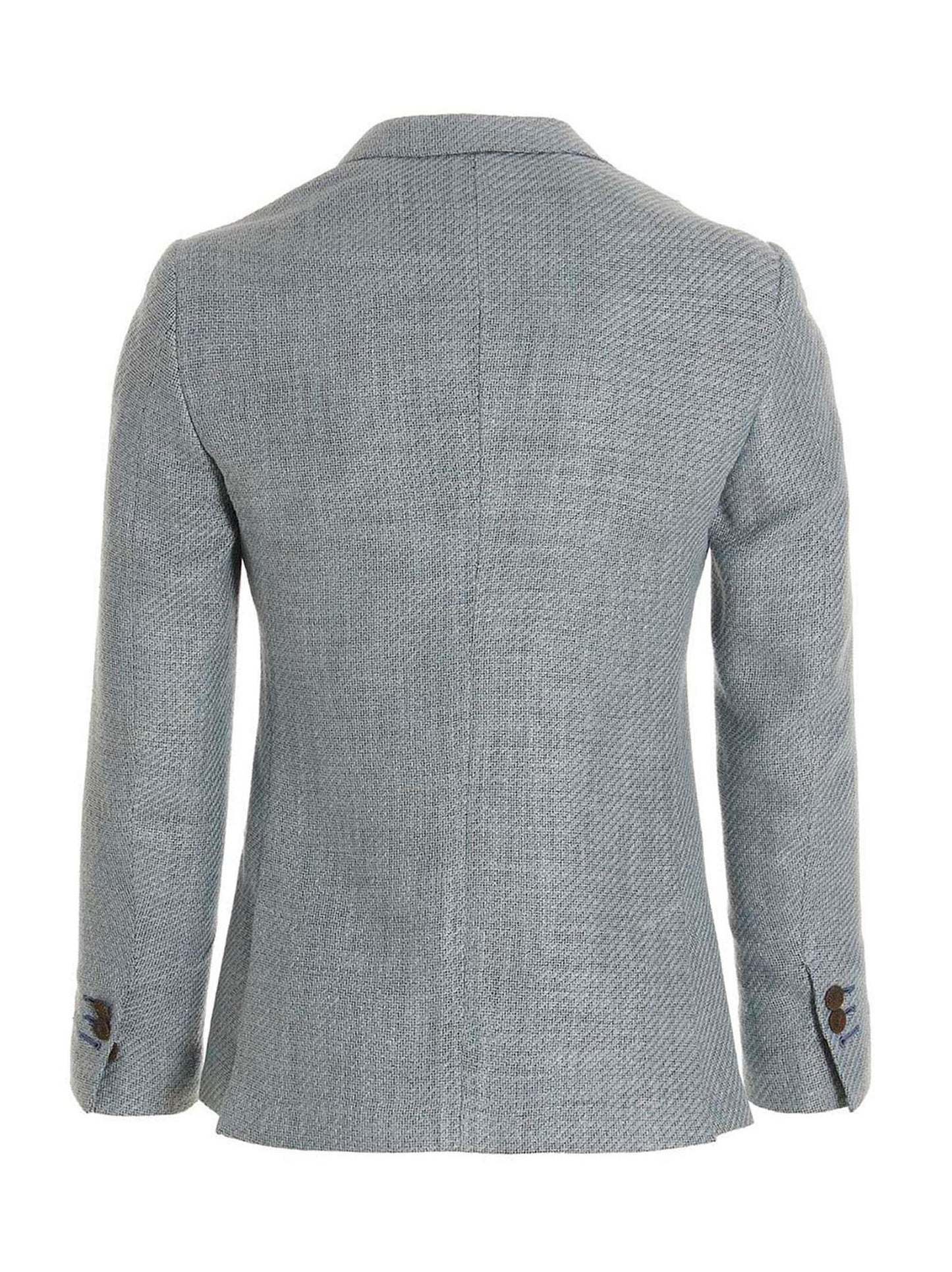 Blazer by MAURIZIO MIRI for men in polyamide linen silk & cotton light-blue features an crisp silhouette with sophisticated and a crisp for a truly crisp finish.