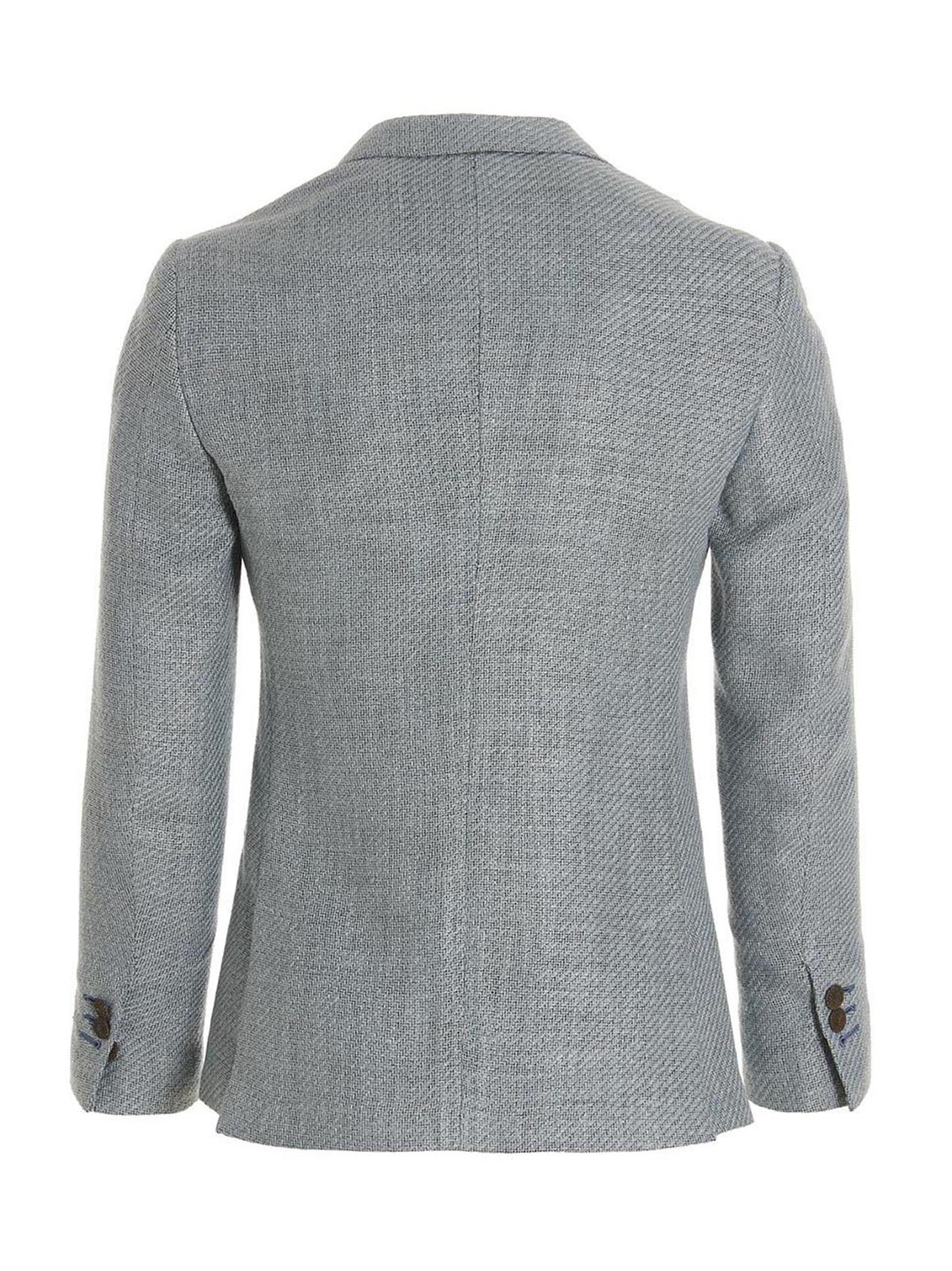 Blazer by MAURIZIO MIRI for men in polyamide linen silk & cotton light-blue features an crisp silhouette with sophisticated and a crisp for a truly crisp finish.