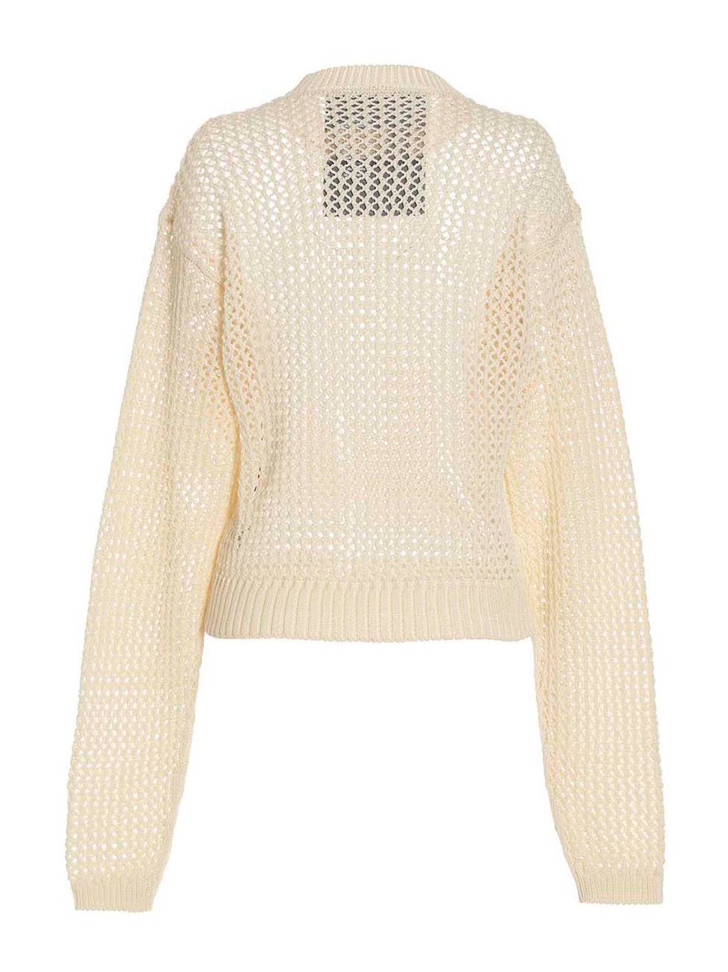 Cardigan by RAMAEL for women in cotton white showcases a captivating silhouette, artfully detailed with a captivating and for a truly sophisticated captivating look.