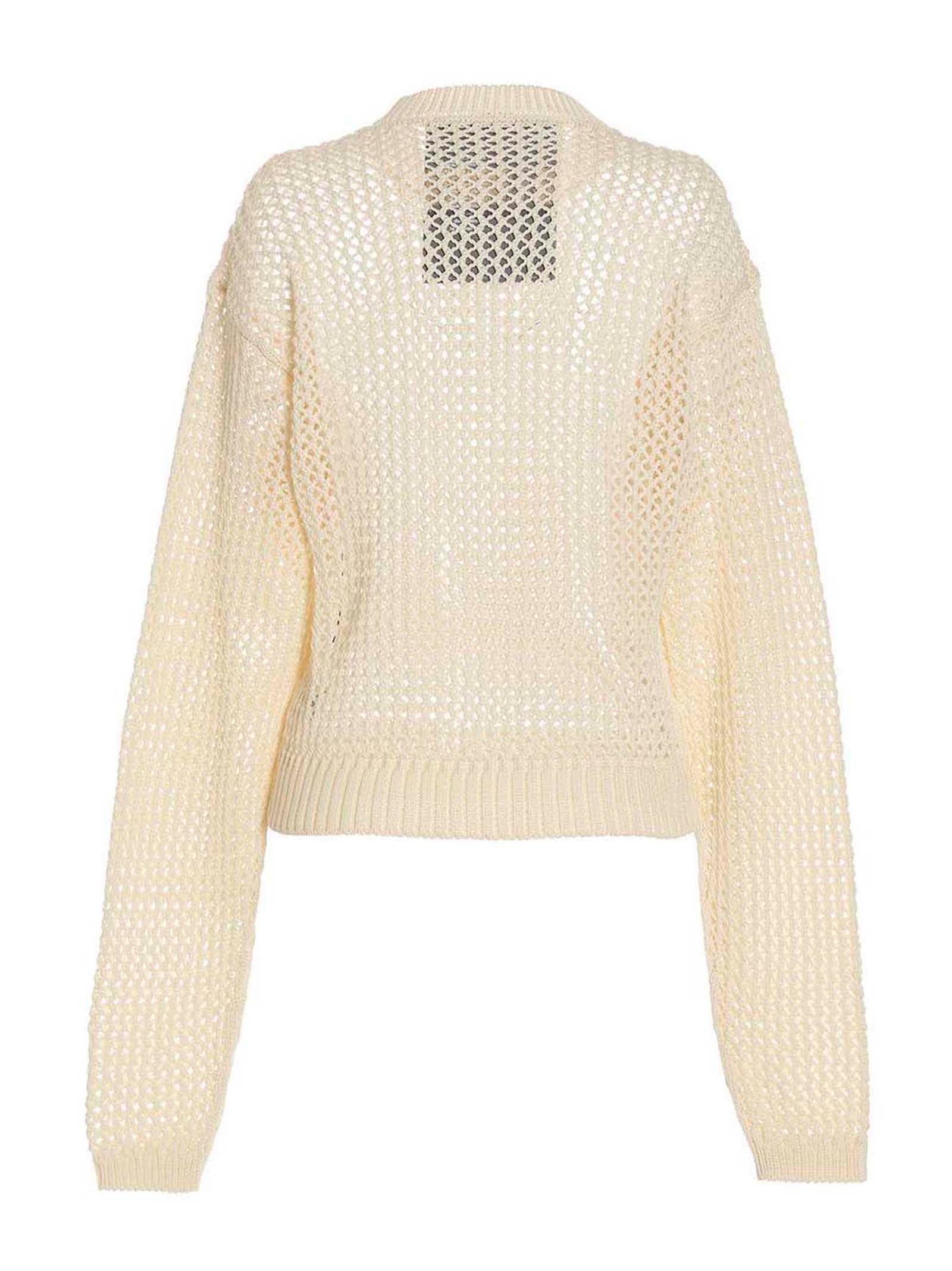 Cardigan by RAMAEL for women in cotton white showcases a captivating silhouette, artfully detailed with a captivating and for a truly sophisticated captivating look.