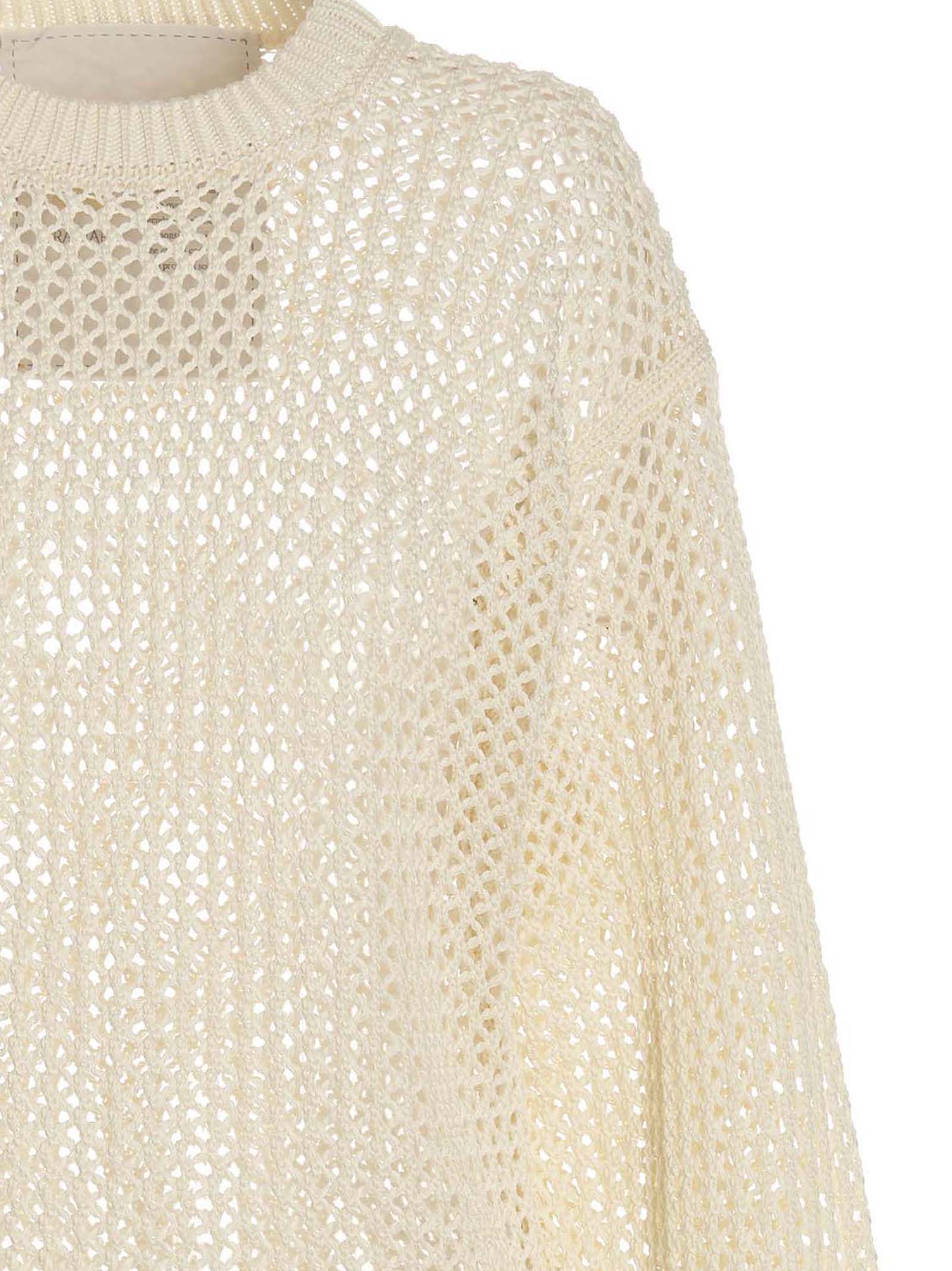 Cardigan by RAMAEL for women in cotton white features a dramatic silhouette, showcasing a sophisticated and dramatic detail for a timeless, premium look.