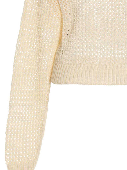 Cardigan by RAMAEL for women in cotton white features an impeccable silhouette, showcasing a sophisticated and detail for a truly impeccable finish.
