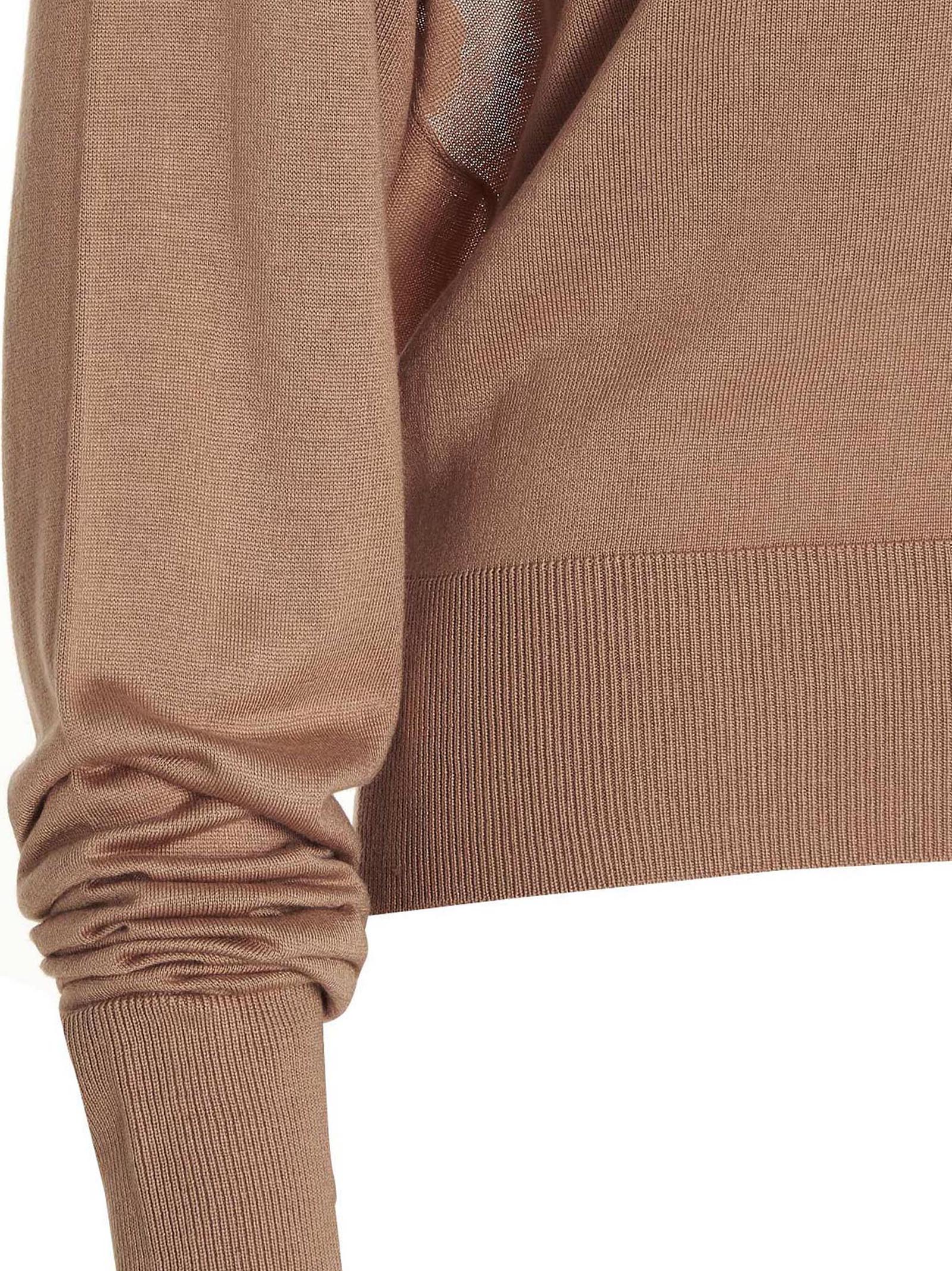 Cardigan by RAMAEL for women in silk beige showcases a luxurious silhouette, meticulously detailed with a sophisticated and for a refined finish.