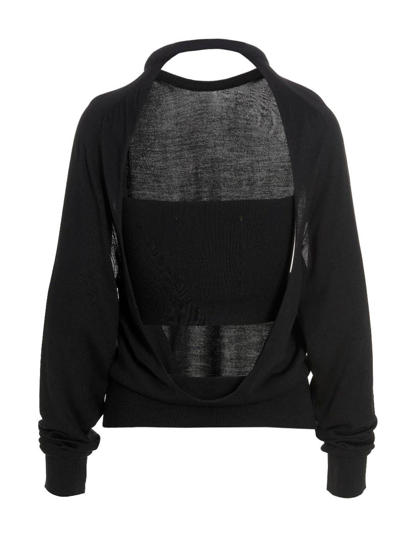 Cardigan by RAMAEL for women in silk black showcases a captivating silhouette, artfully detailed with a captivating and for a truly sophisticated captivating look.