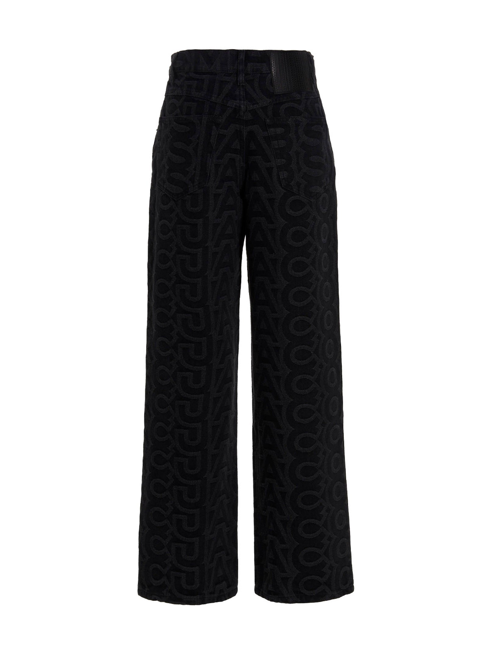 Jeans by Marc Jacobs for women in polyester cotton denim black, patterned & monogram presents a tailored silhouette, showcasing a tailored and long cut with a refined for a truly tailored aesthetic.