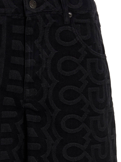 Jeans by Marc Jacobs for women in polyester cotton denim black, patterned & monogram features an sartorial and long with a cut for a sartorial finish.