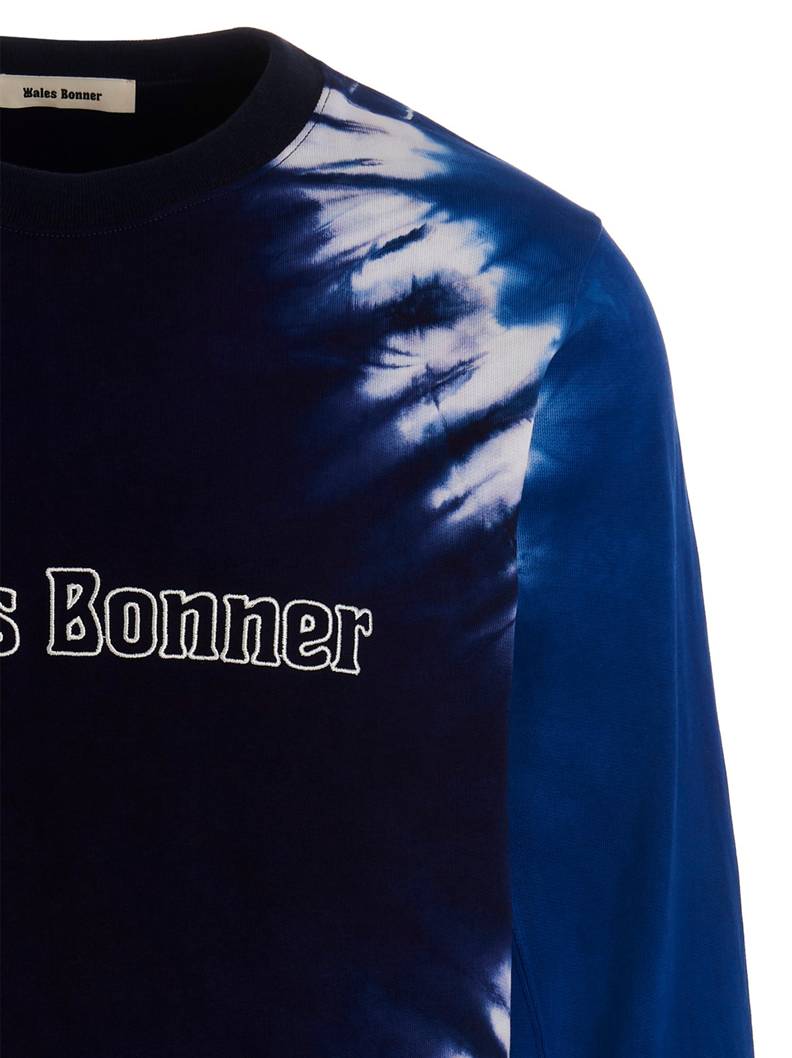 Sweatshirt by WALES BONNER for men in cotton blue & tie-dye features an enviable silhouette, showcasing a premium and refined for a truly enviable finish.