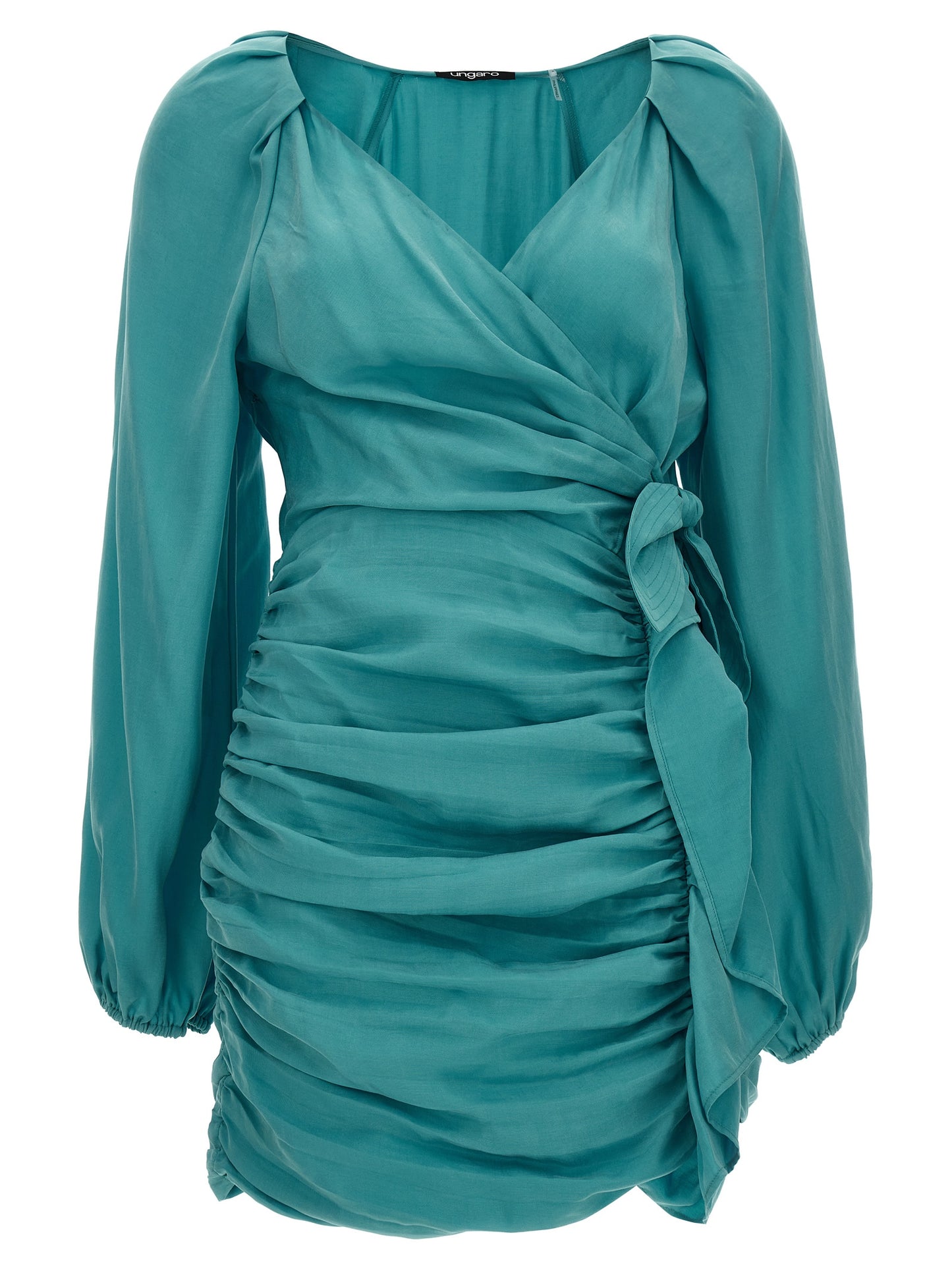 Skirt by Ungaro for women in lyocell light-blue showcases a dramatic silhouette, artfully capturing the essence of the Flow Women's Lyocell Mini Skirt in a dramatic mini cut for a refined look.