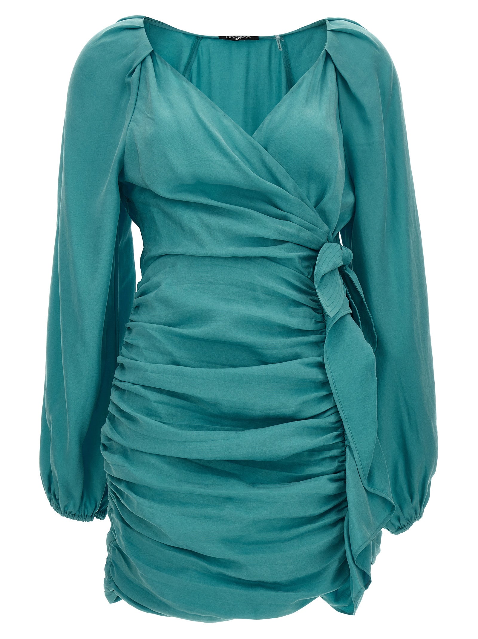 Skirt by Ungaro for women in lyocell light-blue showcases a dramatic silhouette, artfully capturing the essence of the Flow Women's Lyocell Mini Skirt in a dramatic mini cut for a refined look.