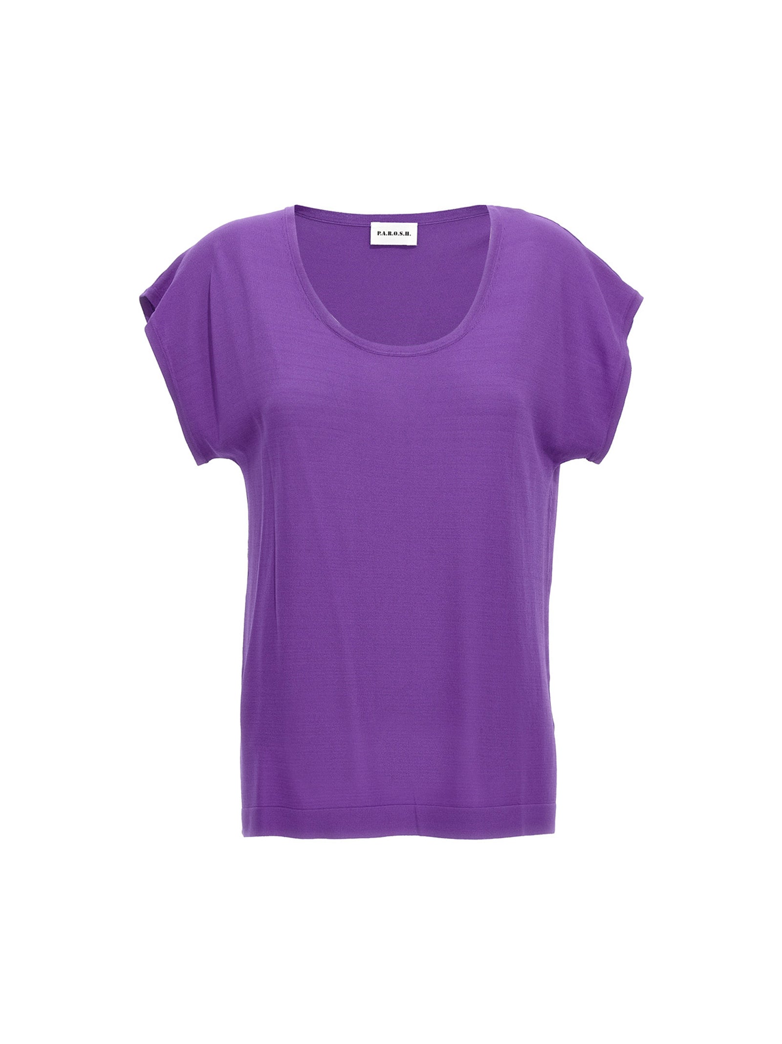 T-Shirt by P.A.R.O.S.H. for women in polyamide viscose purple features an edgy silhouette, meticulously detailed with a sophisticated short-sleeve and round neckline for a truly edgy finish.