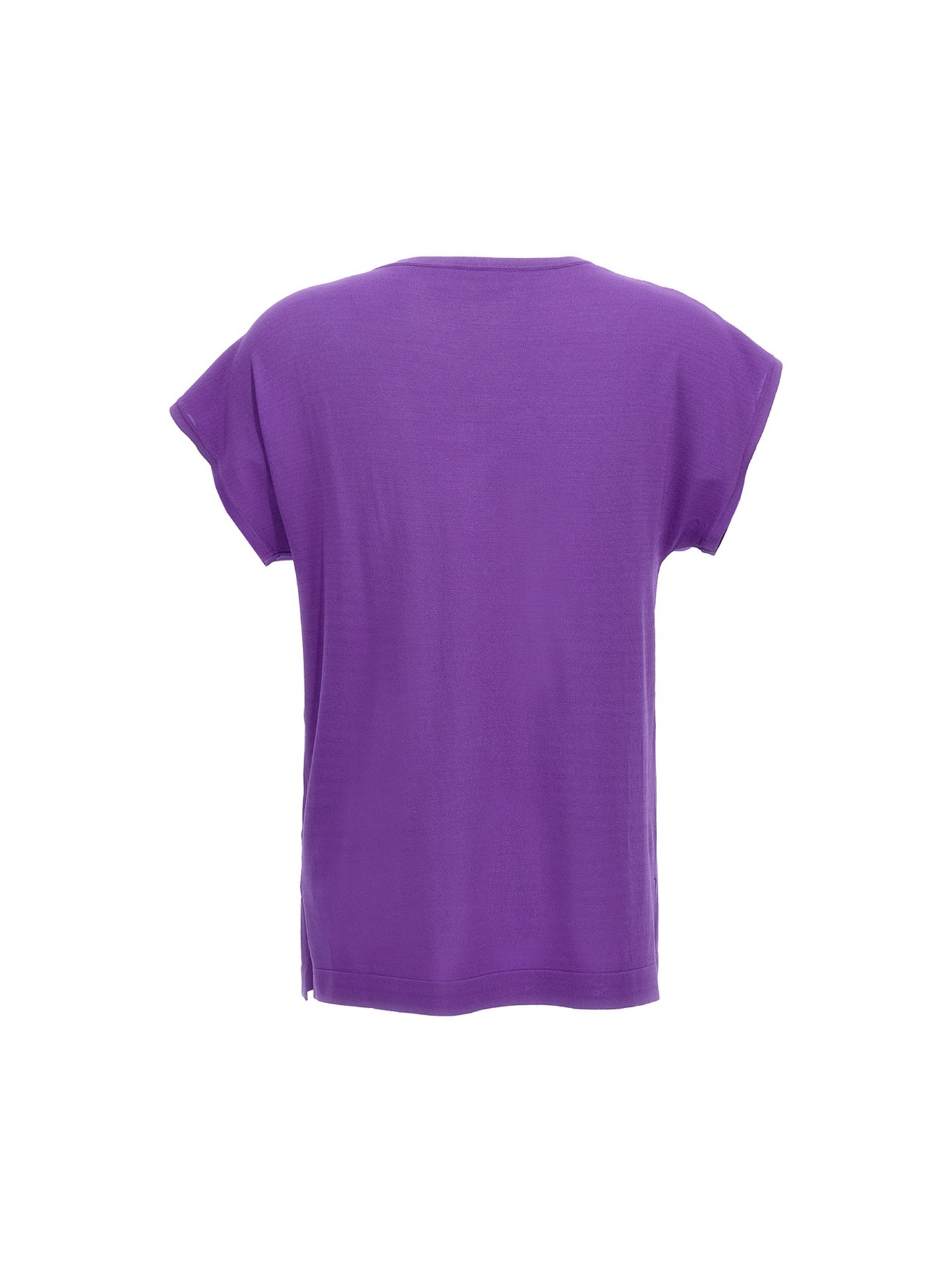T-Shirt by P.A.R.O.S.H. for women in polyamide viscose purple features an on trend silhouette, perfectly showcasing a on trend and round neckline for an elevated aesthetic.