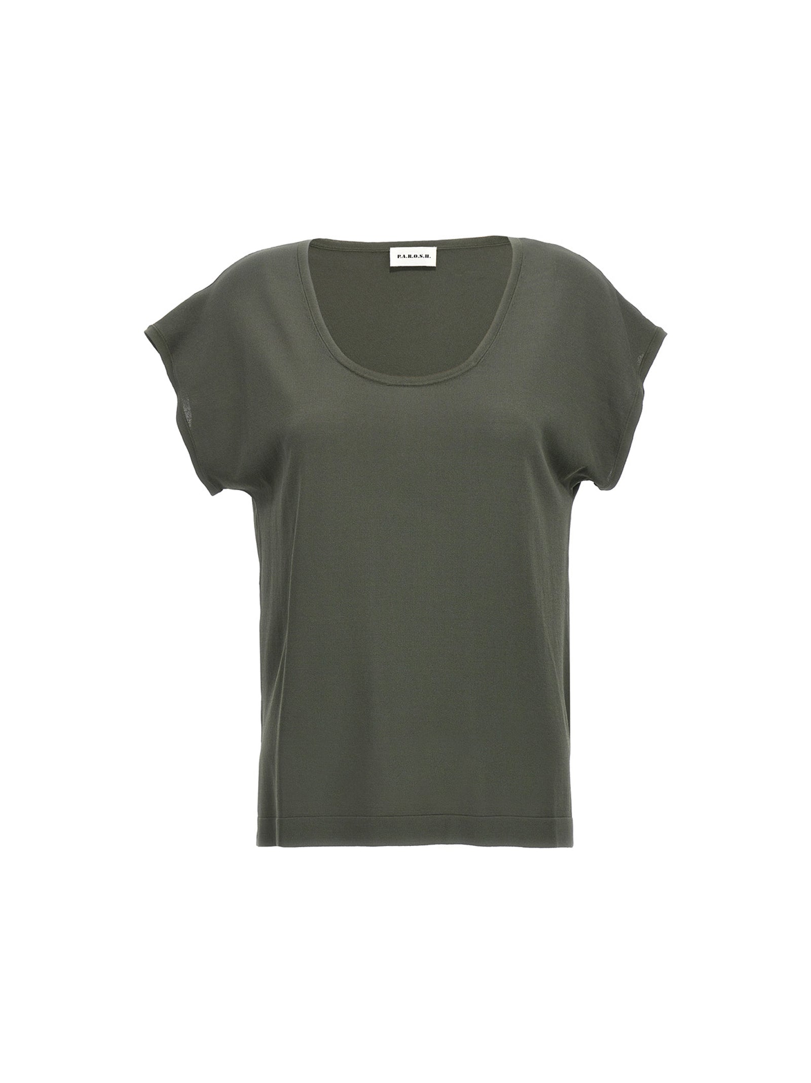 T-Shirt by P.A.R.O.S.H. for women in polyamide viscose bicolour & green features an edgy silhouette, meticulously detailed with a sophisticated short-sleeve and round neckline for a truly edgy finish.