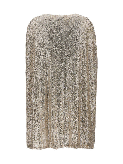 Dress by LE TWINS for women in cashmere polyester & sequins silver features an eye catching silhouette with a sophisticated , elegant , and a refined short for a eye catching aesthetic.