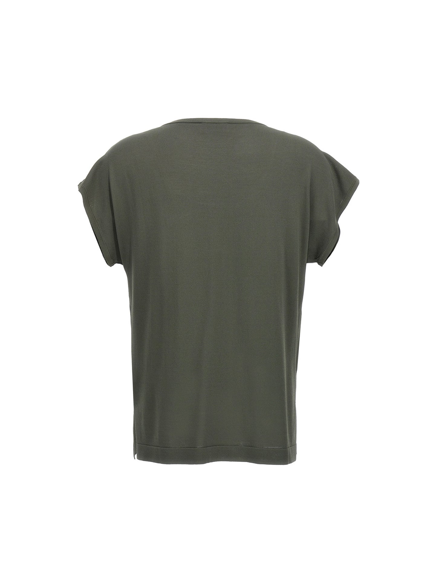 T-Shirt by P.A.R.O.S.H. for women in polyamide viscose bicolour & green features an on trend silhouette, perfectly showcasing a on trend and round neckline for an elevated aesthetic.