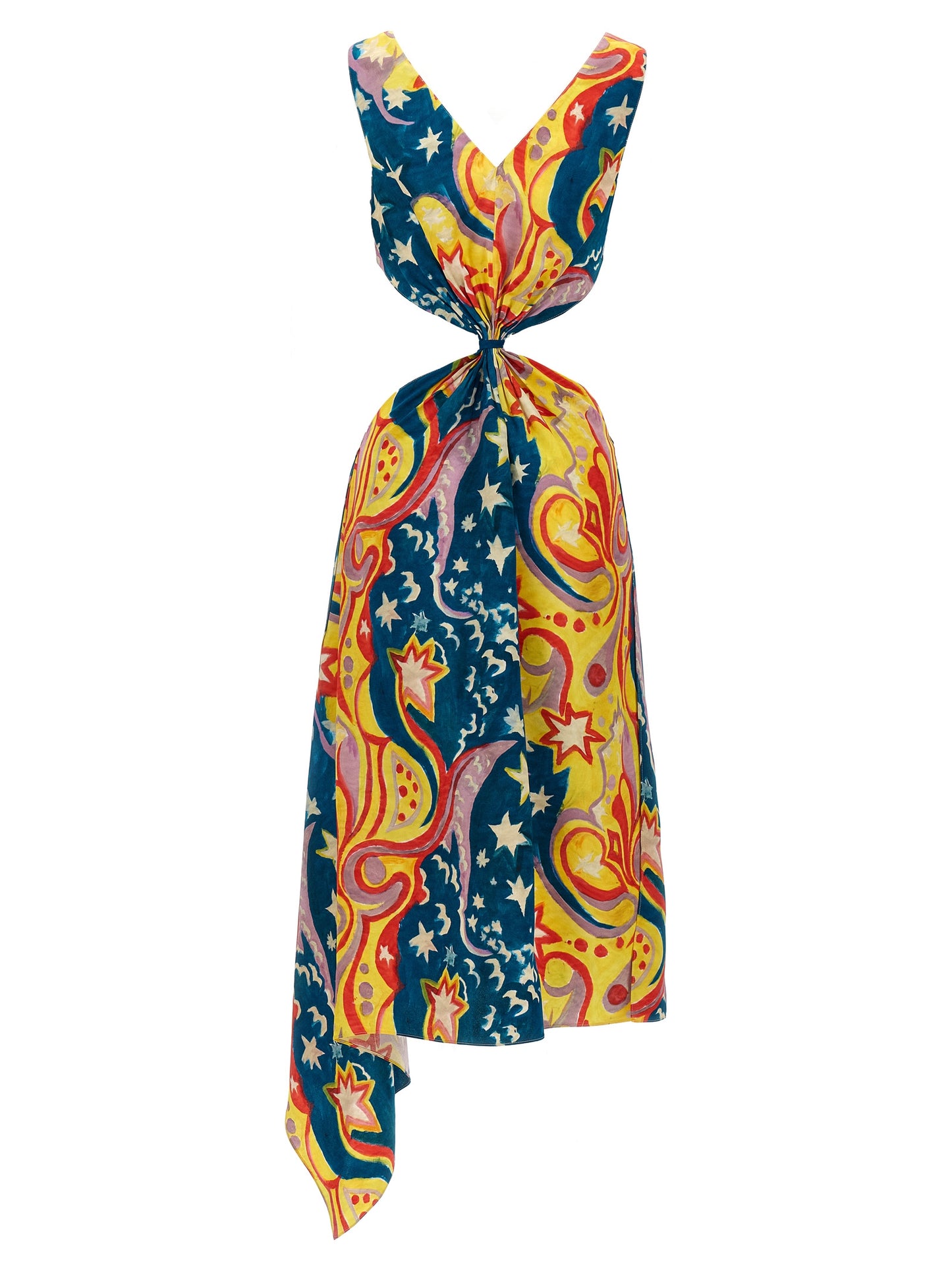 Dress by Marni for women in viscose multicolor & print presents a sinuous silhouette, showcasing a sophisticated and detailed with a sinuous long for a refined finish.