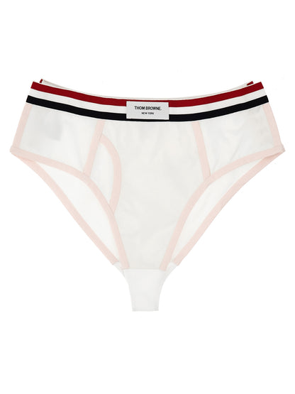 Underpants Briefs by Thom Browne for women in cotton & silk white features a discreet silhouette, showcasing the discreet design and refined cut of this Women's Cotton & Silk Underpants Briefs for a truly discreet finish.