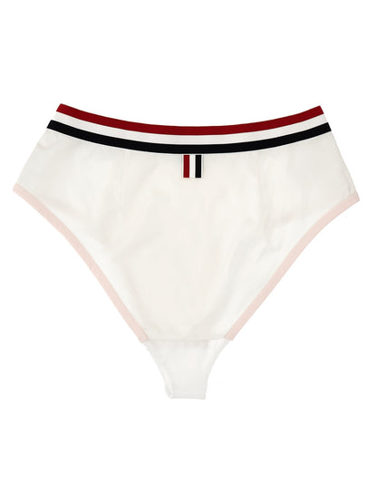 Underpants Briefs by Thom Browne for women in cotton & silk white features a discreet silhouette, showcasing the discreet design and refined cut of this Women's Cotton & Silk Underpants Briefs for a truly discreet finish.