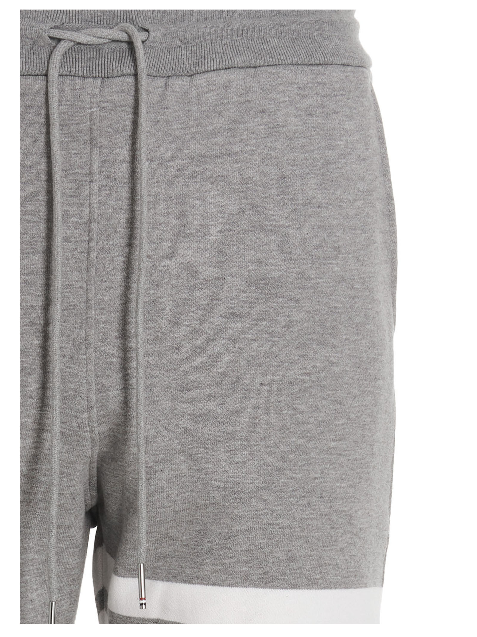 Joggers by Thom Browne for men in cotton gray features an refined tailoring silhouette, showcasing a premium with a and long cut for a refined tailoring look.