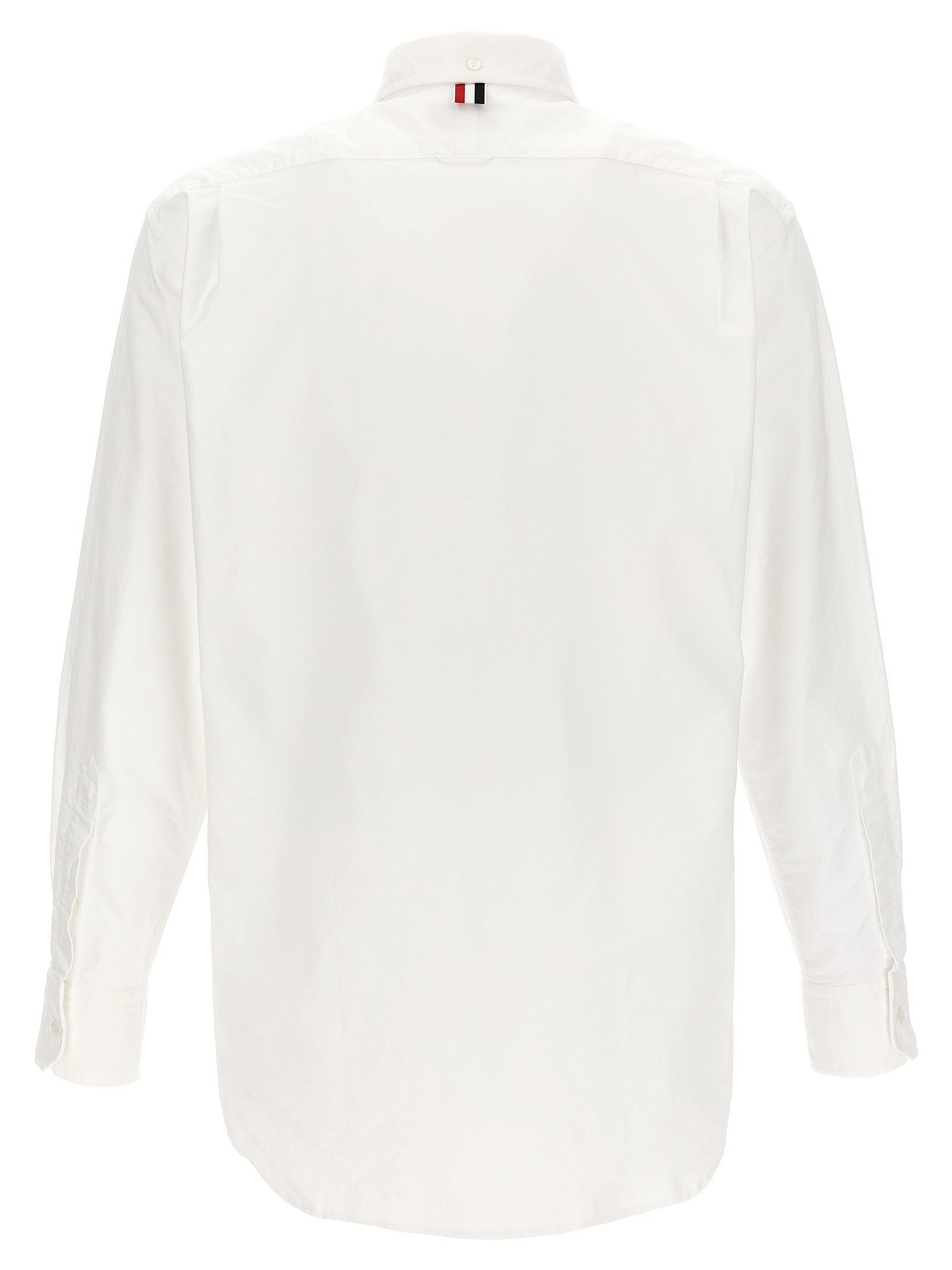 Shirt by Thom Browne for men in cotton white features an polished silhouette, showcasing a sophisticated and detail for a truly polished finish.