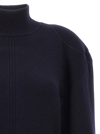 Skirt by Stella McCartney for women in polyamide wool blue features a contoured silhouette from the Women's Polyamide Wool Midi Skirt collection, characterized by its contoured midi for a contoured finish.