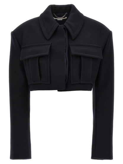Overcoat by Stella McCartney for women in wool black features an voluminous silhouette, showcasing distinct pockets and a voluminous for a truly voluminous aesthetic.