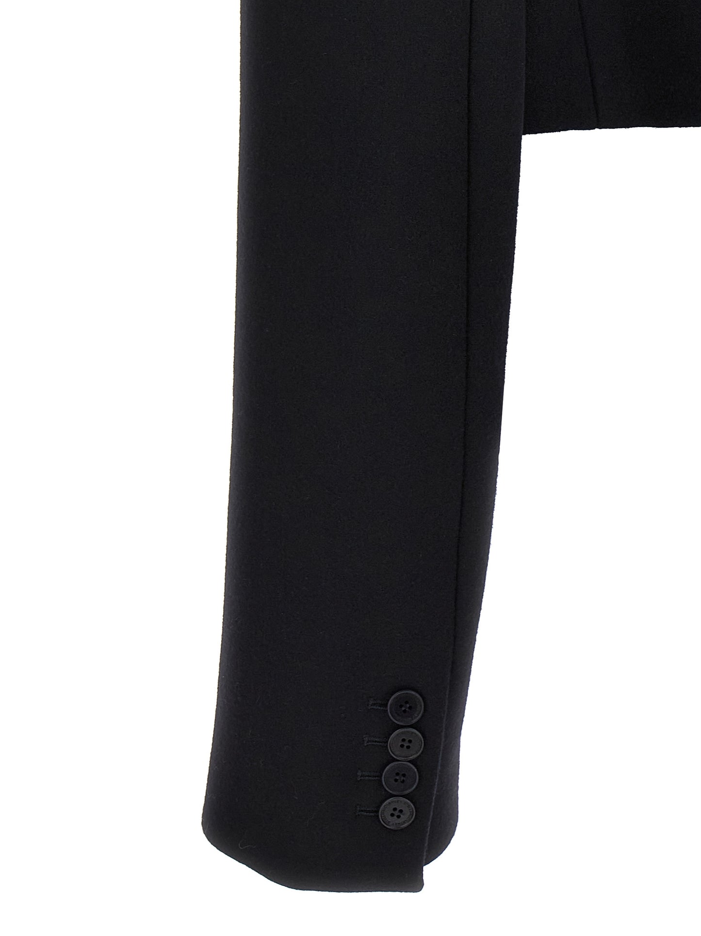 Overcoat by Stella McCartney for women in wool black presents a luxurious silhouette, showcasing a luxurious and sophisticated pockets for a premium, luxurious look.