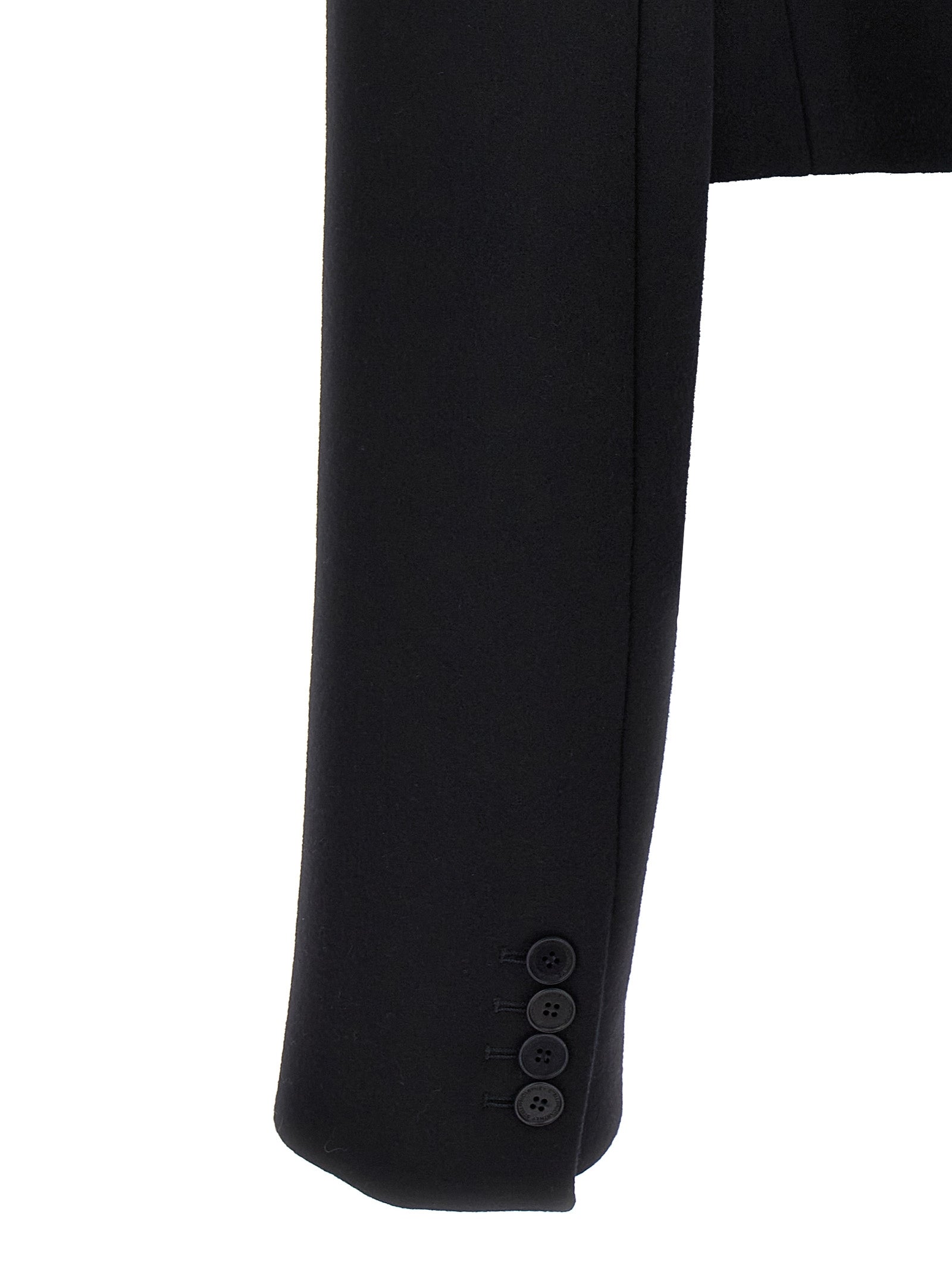 Overcoat by Stella McCartney for women in wool black presents a luxurious silhouette, showcasing a luxurious and sophisticated pockets for a premium, luxurious look.