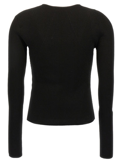 Cardigan by Alexander McQueen for women in wool & polyester black features an crisp silhouette, showcasing a sophisticated v-neck neckline and detail for a truly crisp finish.