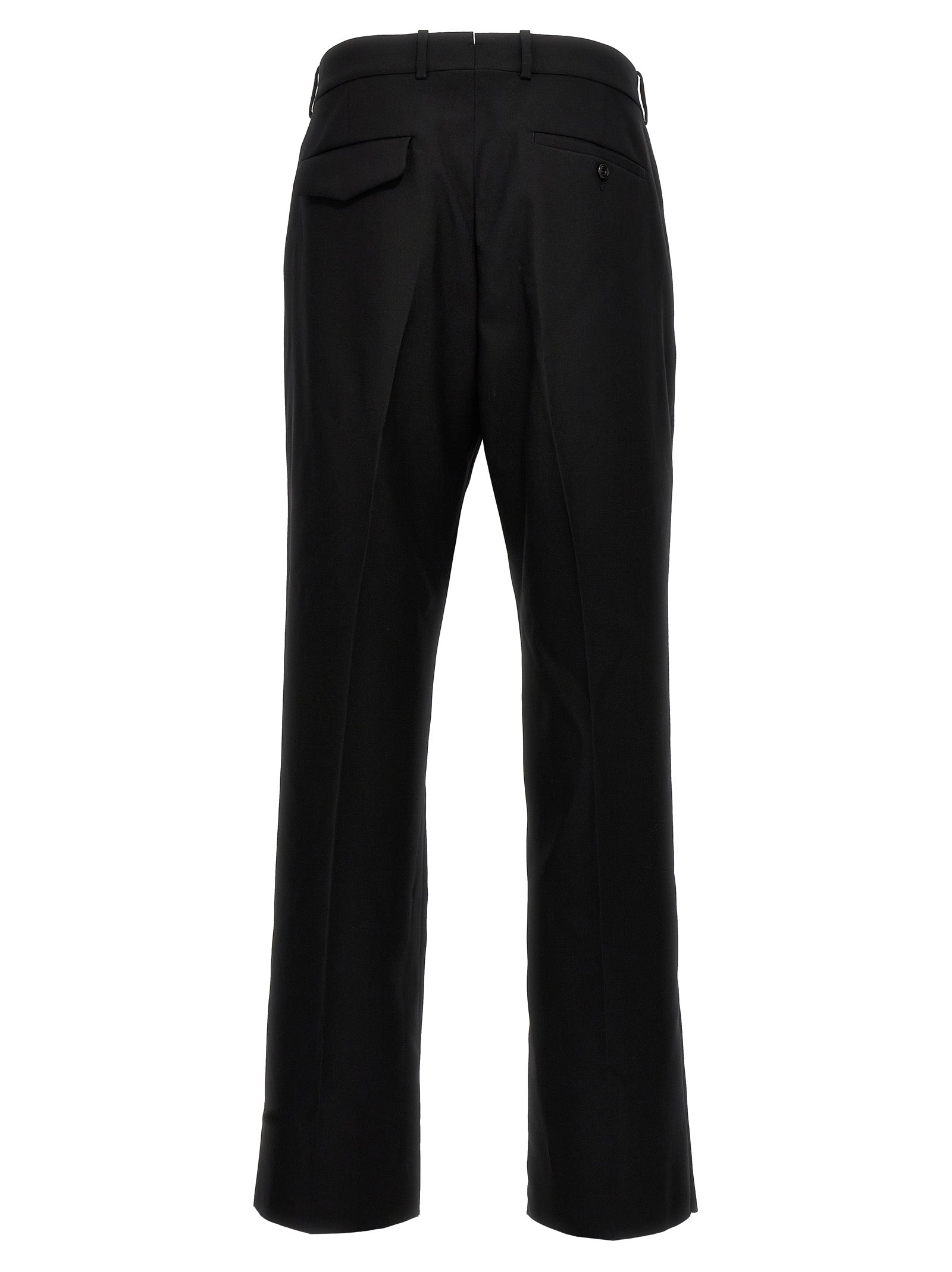 Trousers by Alexander McQueen for men in wool black presents a perennial silhouette, meticulously tailored with a cut, long finish, and an elegant .