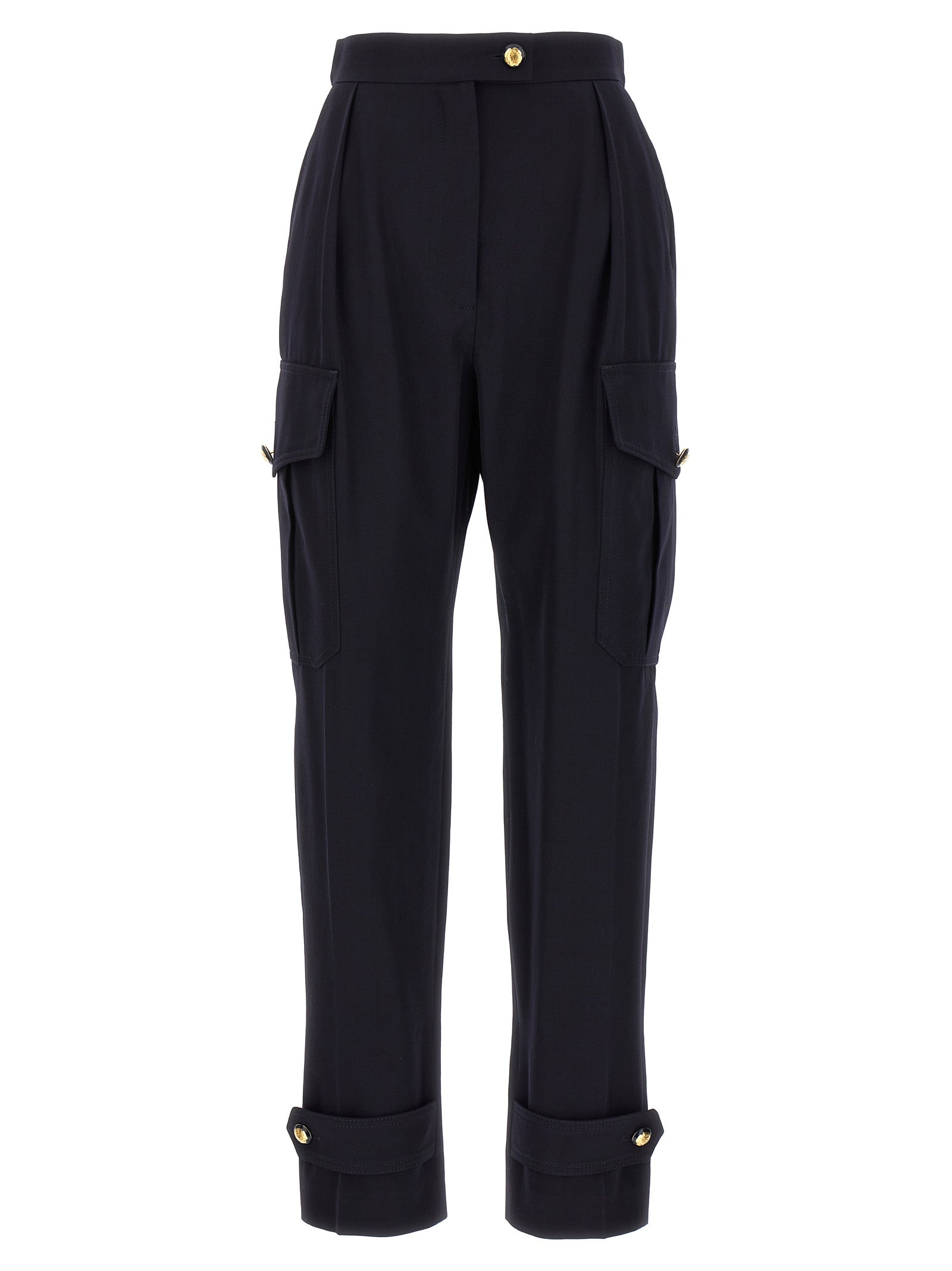 Cargo Pants by Alexander McQueen for women in wool cotton blue features an stylish with a long and , expertly finished with stylish utility detailing.