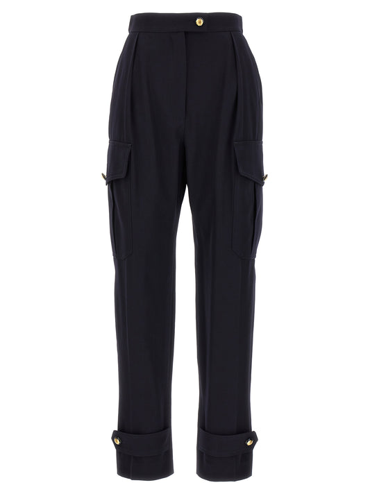 Cargo Pants by Alexander McQueen for women in wool cotton blue features an stylish with a long and , expertly finished with stylish utility detailing.