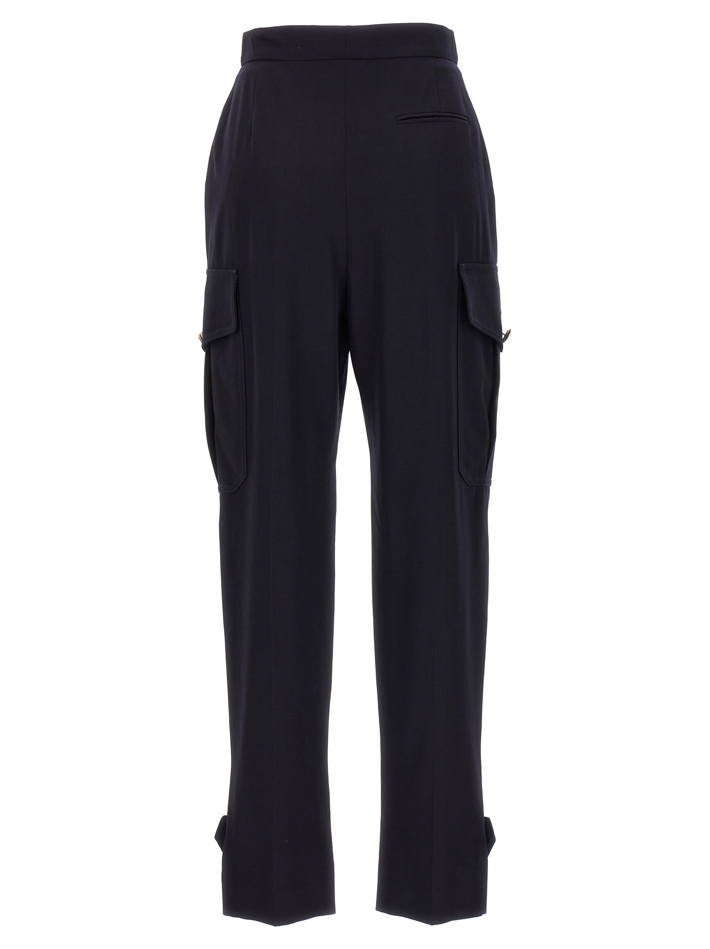 Cargo Pants by Alexander McQueen for women in wool cotton blue features an tailored with a and long, creating a tailored utilitarian silhouette.