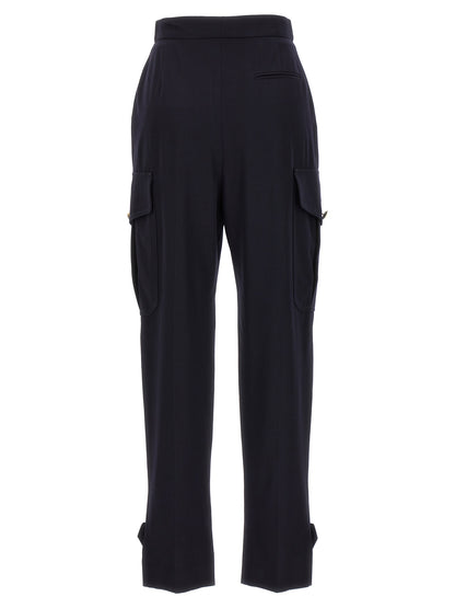 Cargo Pants by Alexander McQueen for women in wool cotton blue features an tailored with a and long, creating a tailored utilitarian silhouette.