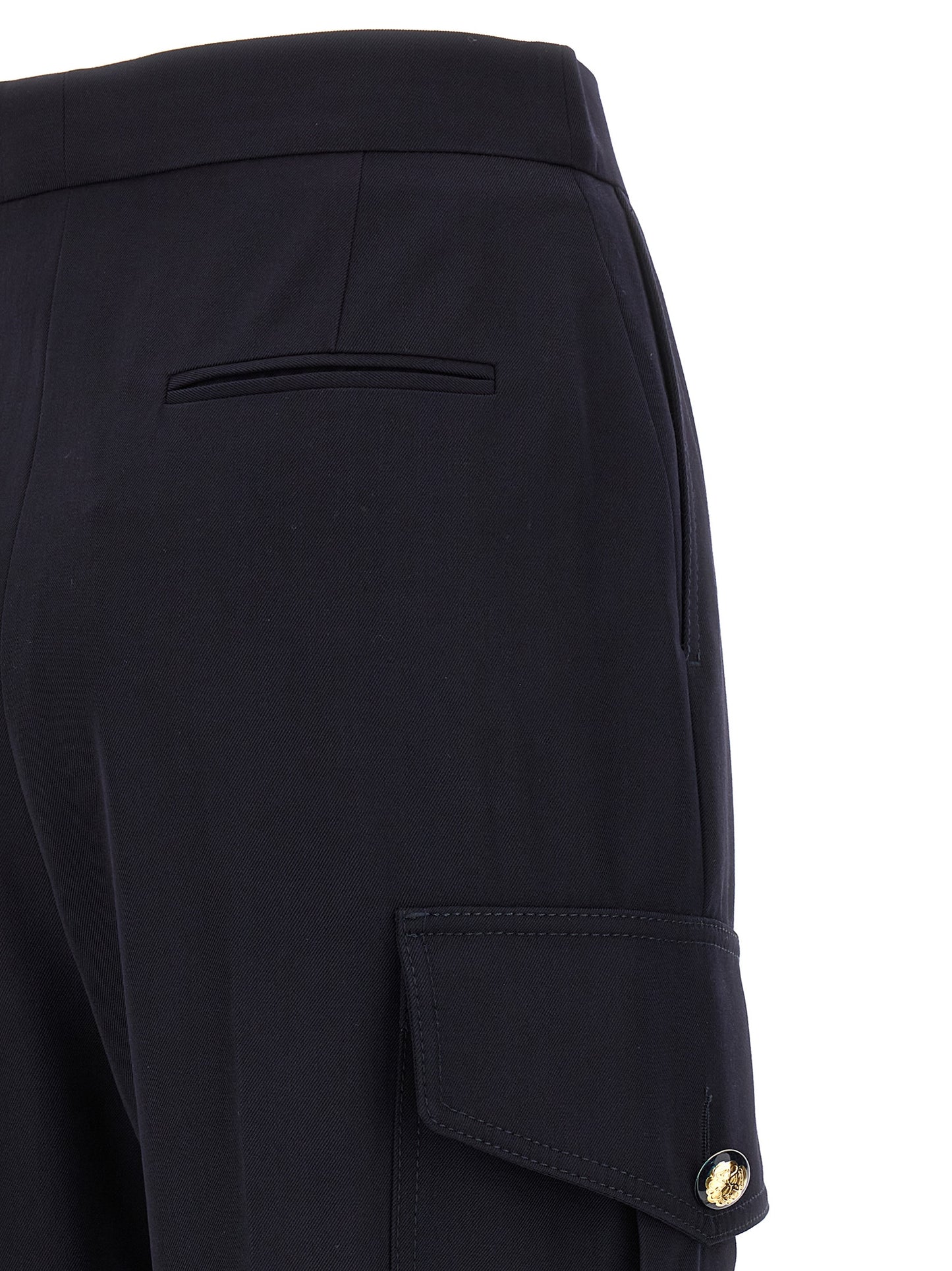 Cargo Pants by Alexander McQueen for women in wool cotton blue features an smart casual and long, expertly tailored with a and smart casual utilitarian details for a sophisticated look.