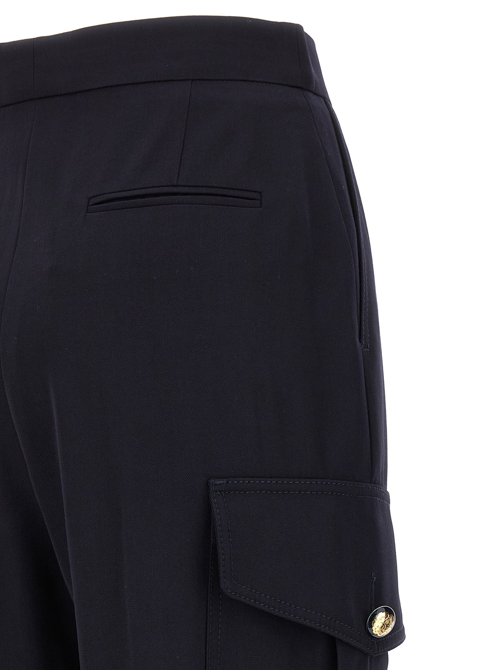 Cargo Pants by Alexander McQueen for women in wool cotton blue features an smart casual and long, expertly tailored with a and smart casual utilitarian details for a sophisticated look.