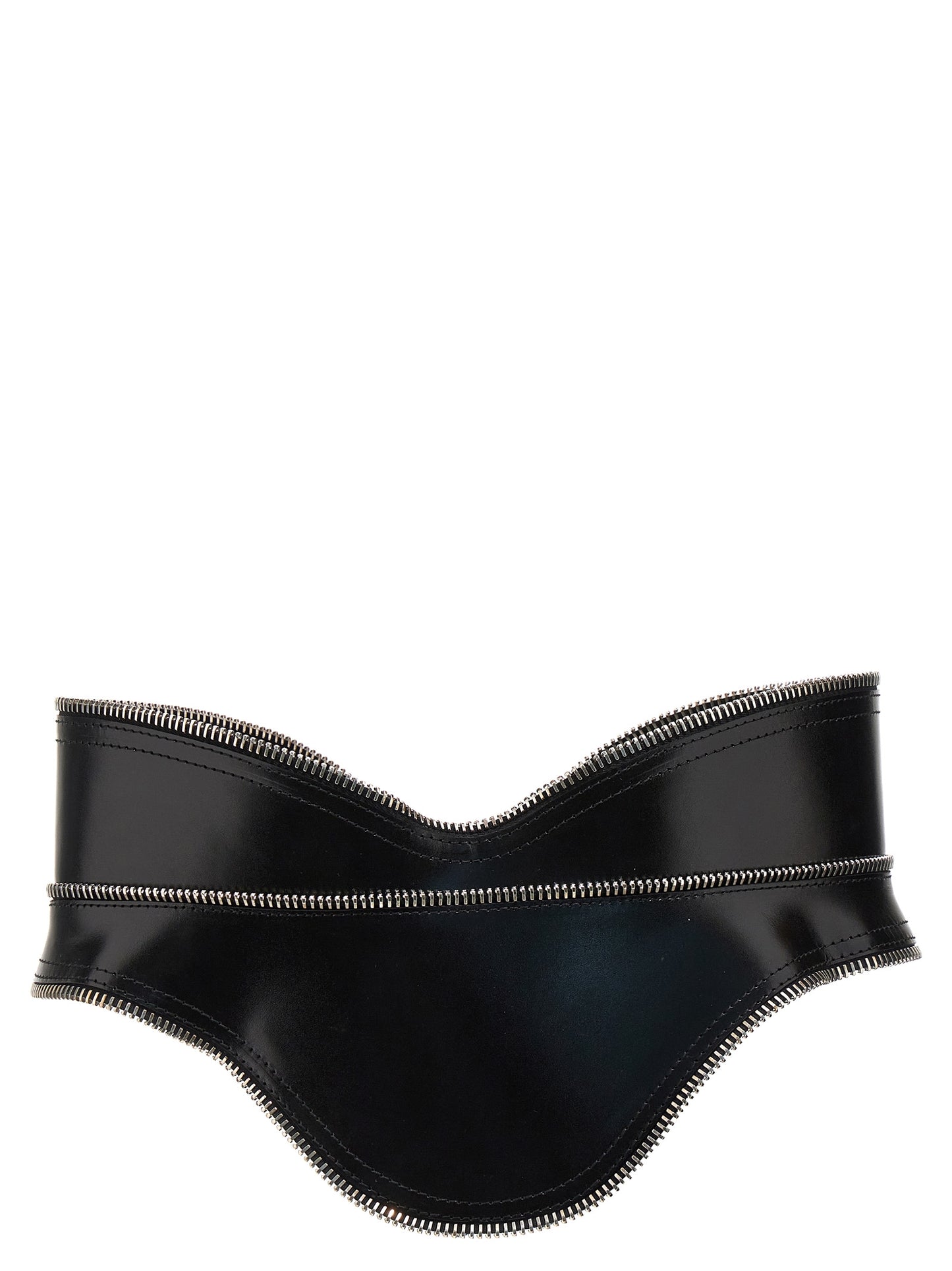 Belt by Alexander McQueen for women in leather black features an artisanal finish, elegantly showcasing the signature style and artisanal craftsmanship of the Leather Belt design.