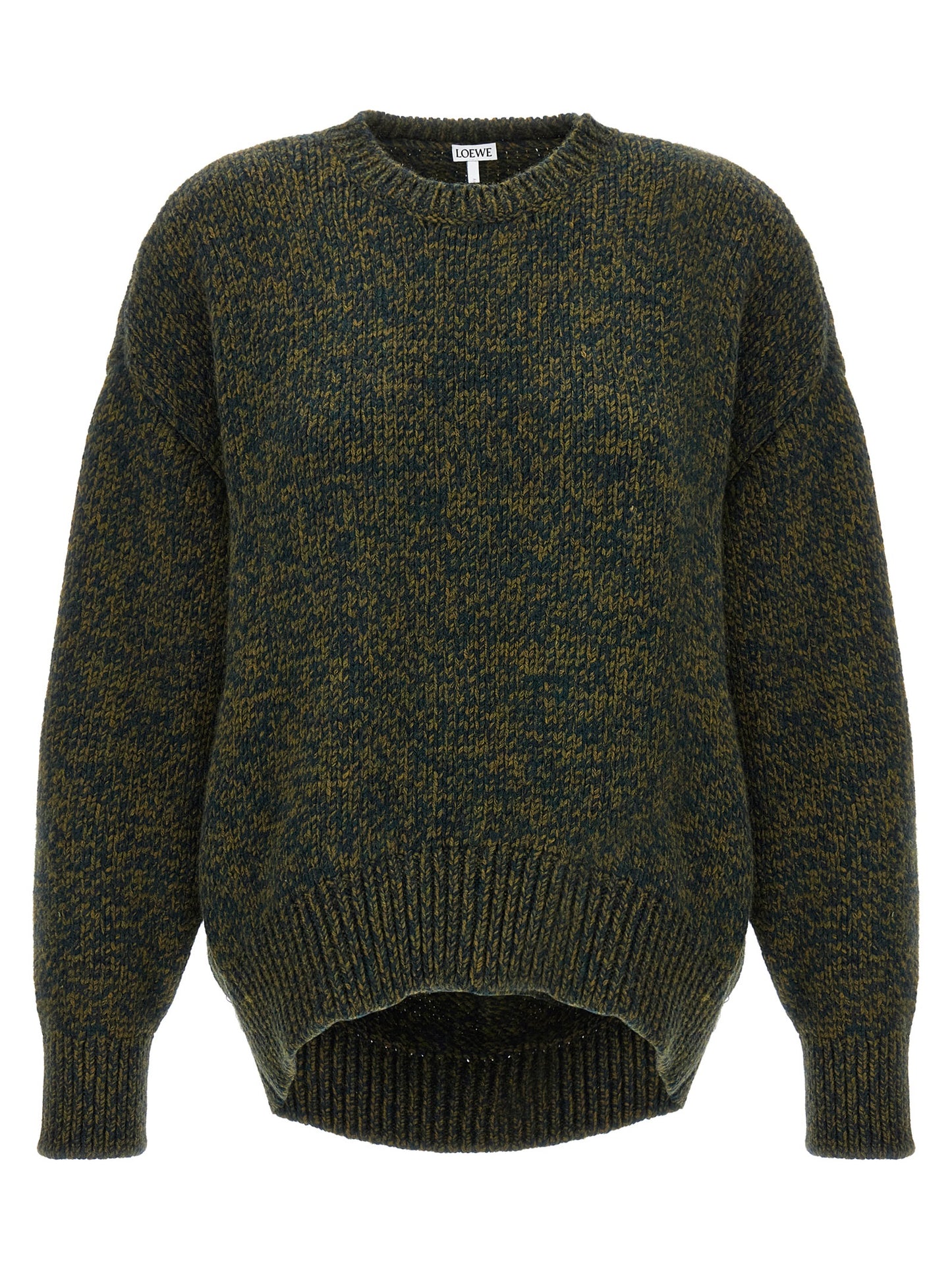 Cardigan by Loewe for women in polyester & wool bicolour & green features an impeccable silhouette, showcasing a sophisticated and detail for a truly impeccable finish.
