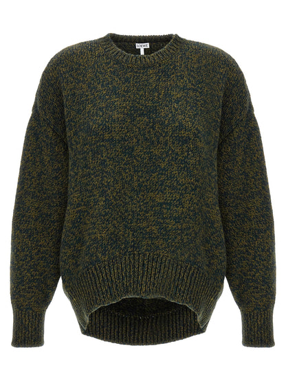 Cardigan by Loewe for women in polyester & wool bicolour & green features an impeccable silhouette, showcasing a sophisticated and detail for a truly impeccable finish.