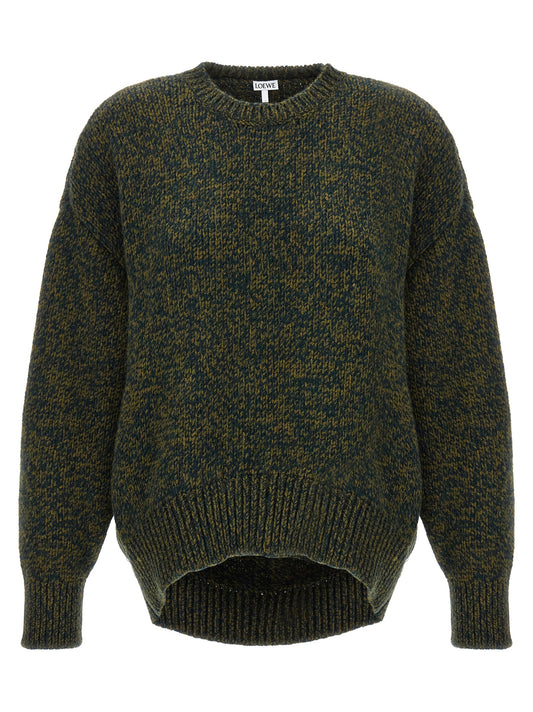 Cardigan by Loewe for women in polyester & wool bicolour & green features an impeccable silhouette, showcasing a sophisticated and detail for a truly impeccable finish.