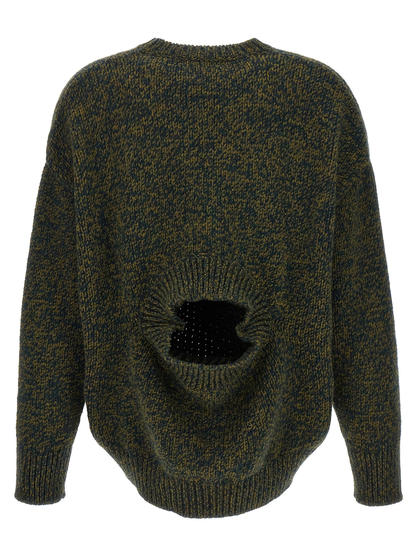 Cardigan by Loewe for women in polyester & wool bicolour & green showcases a luxurious silhouette, meticulously detailed with a sophisticated and for a refined finish.