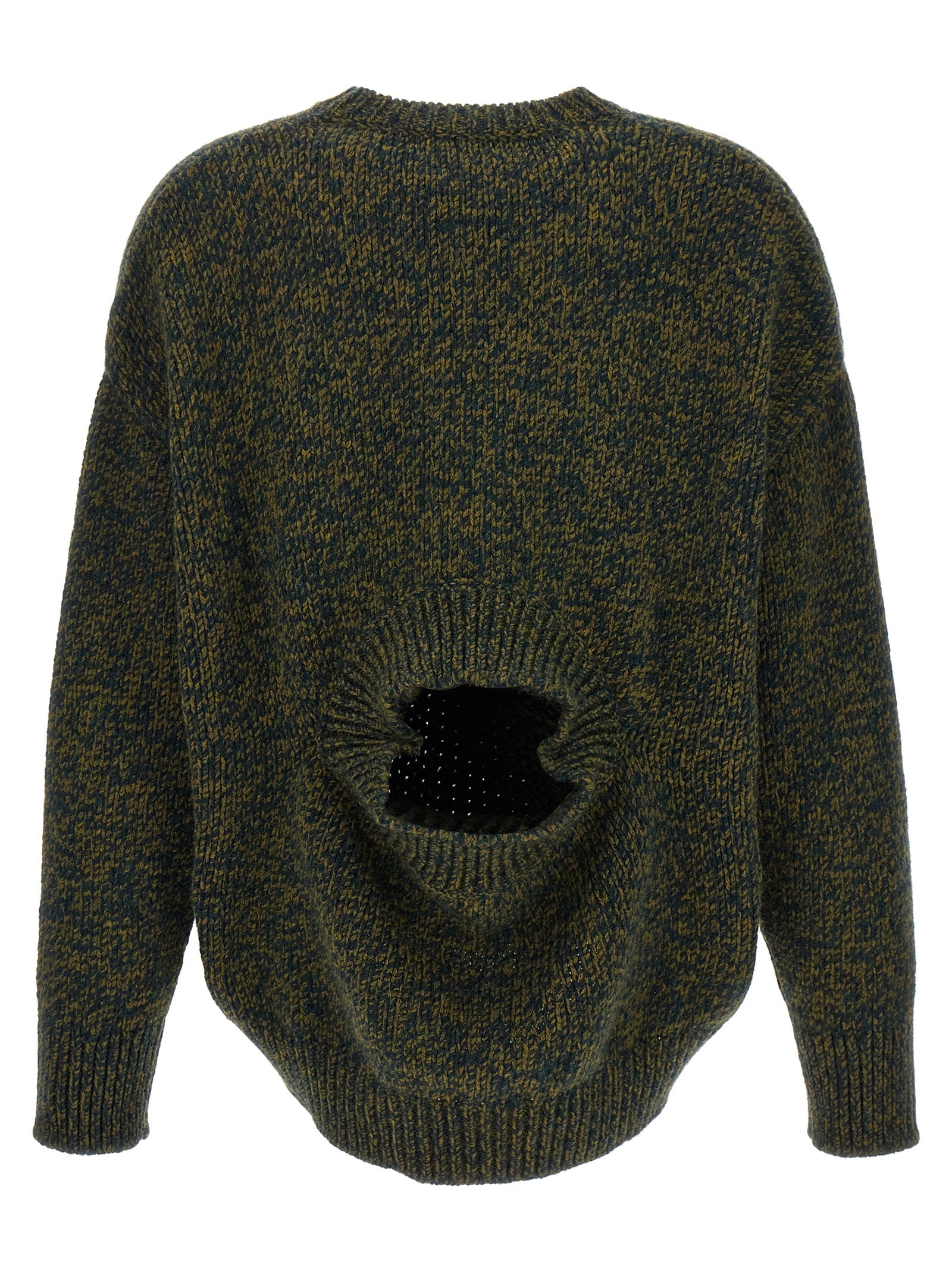 Cardigan by Loewe for women in polyester & wool bicolour & green showcases a luxurious silhouette, meticulously detailed with a sophisticated and for a refined finish.