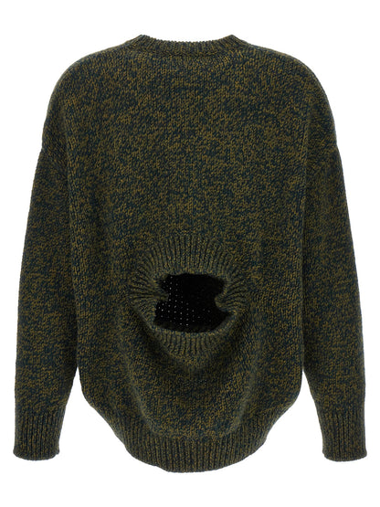 Cardigan by Loewe for women in polyester & wool bicolour & green showcases a luxurious silhouette, meticulously detailed with a sophisticated and for a refined finish.