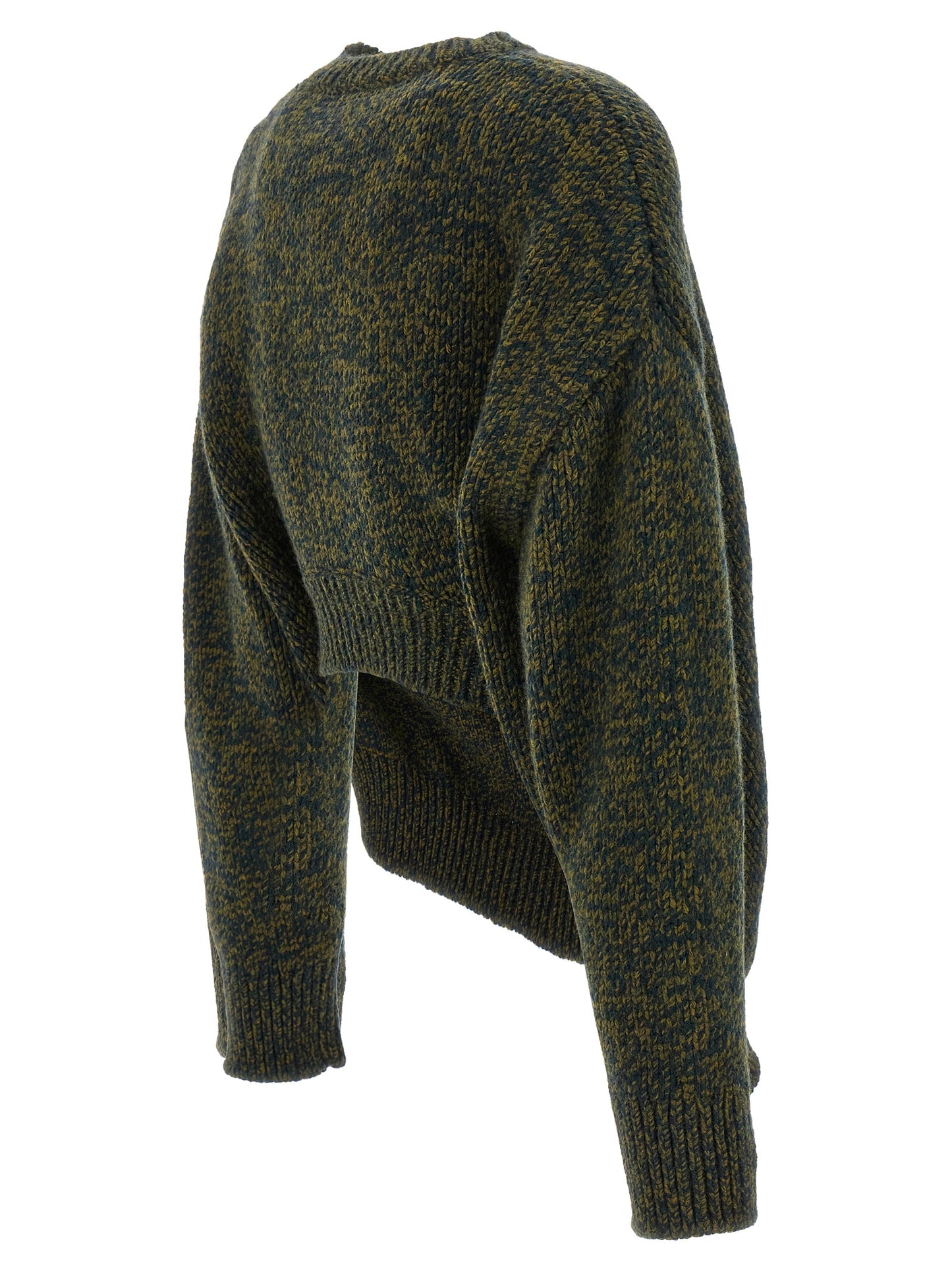 Cardigan by Loewe for women in polyester & wool bicolour & green features a dramatic silhouette, showcasing a sophisticated and dramatic detail for a timeless, premium look.