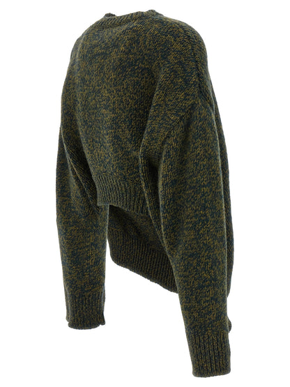 Cardigan by Loewe for women in polyester & wool bicolour & green features a dramatic silhouette, showcasing a sophisticated and dramatic detail for a timeless, premium look.