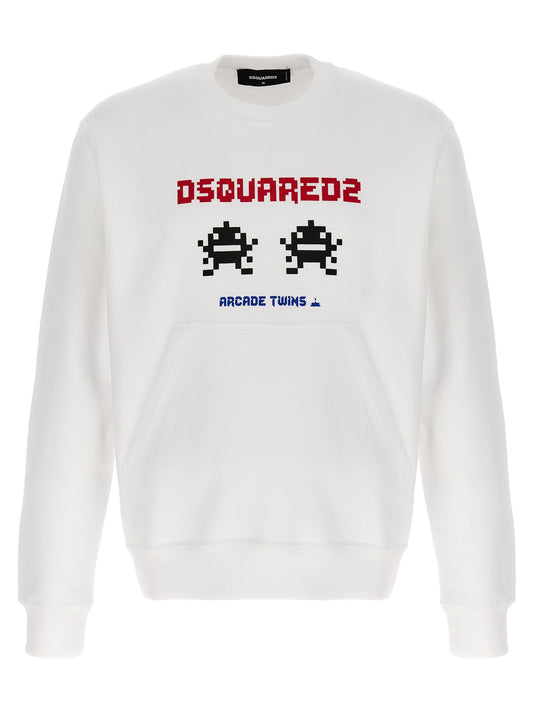 Sweatshirt by Dsquared² for men in cotton white & print presents a smart casual silhouette, featuring a smart casual and for a sophisticated look.