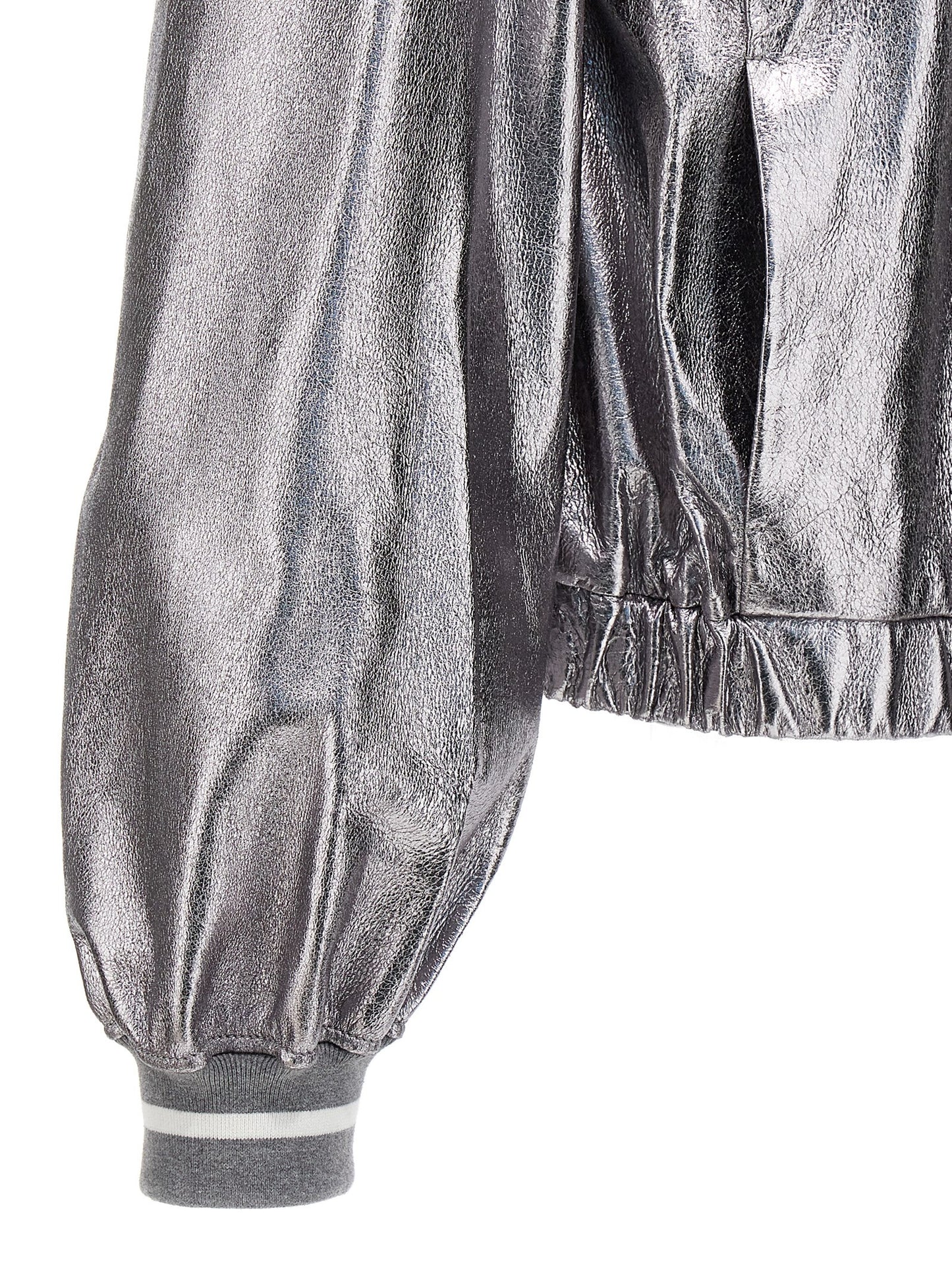 Bomber Jacket by Brunello Cucinelli for women in leather silver features a city-ready silhouette, detailed with pockets and a city-ready .